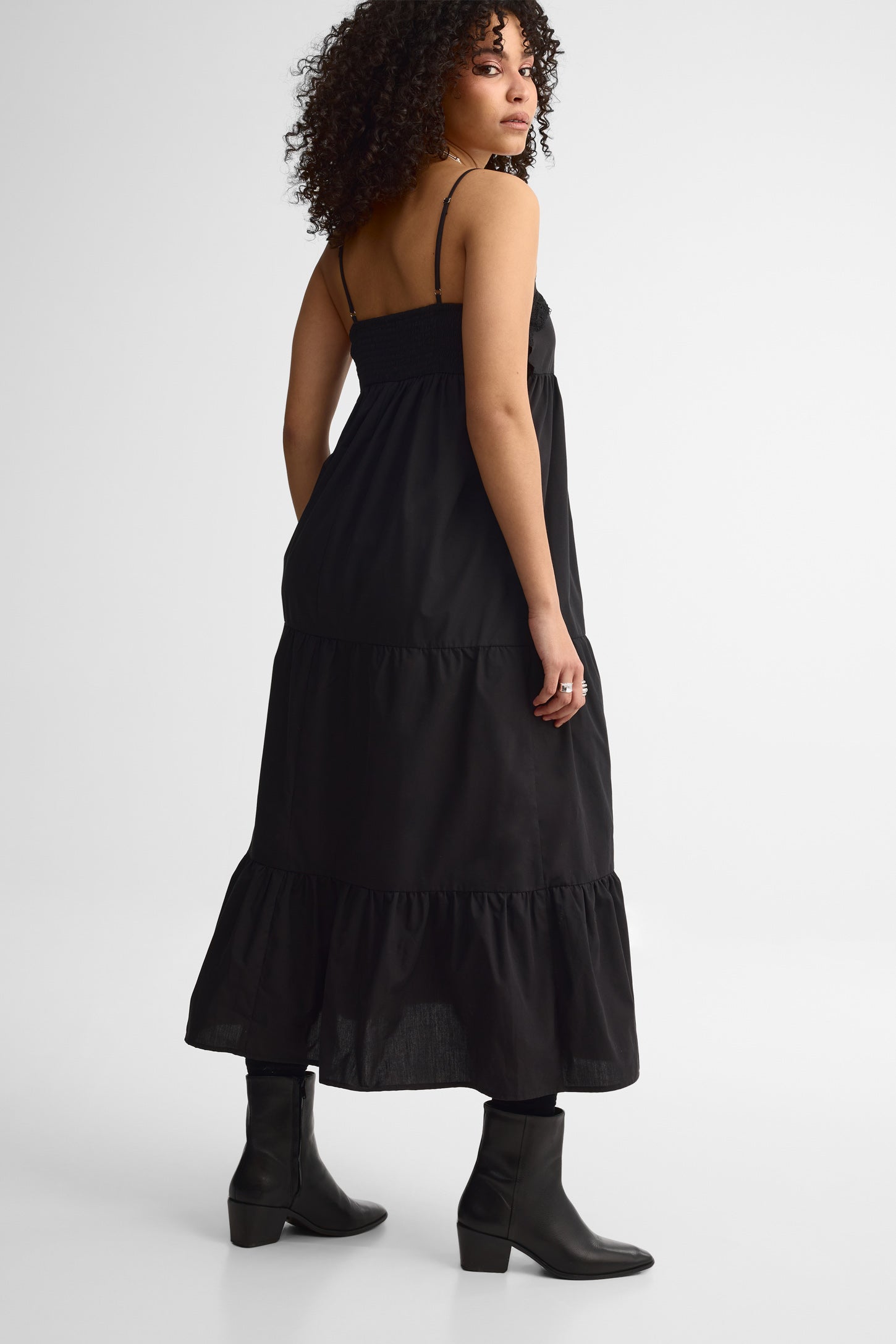 Robe maxi à bretelles coton - Femme && NOIR
