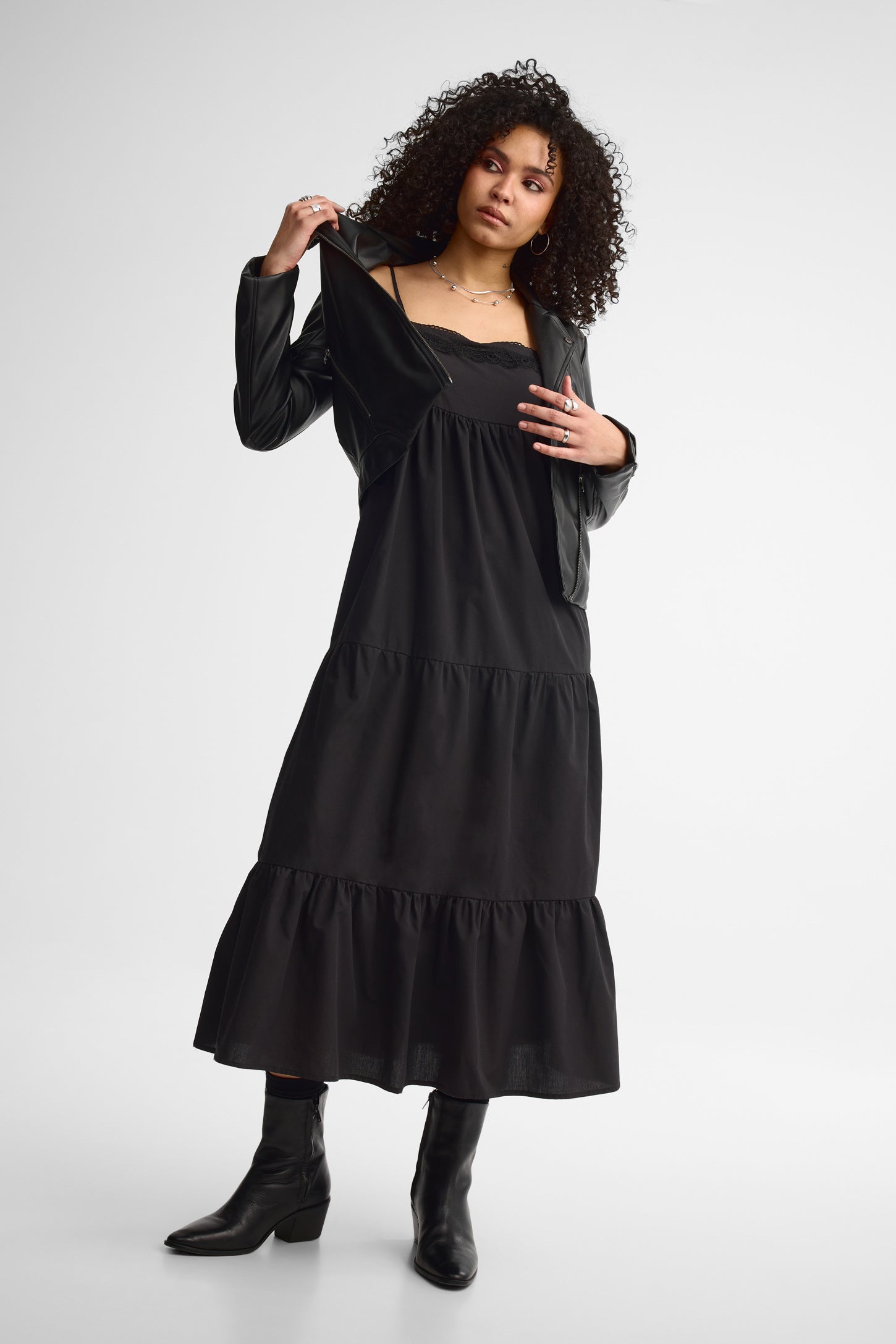 Robe maxi à bretelles coton - Femme && NOIR