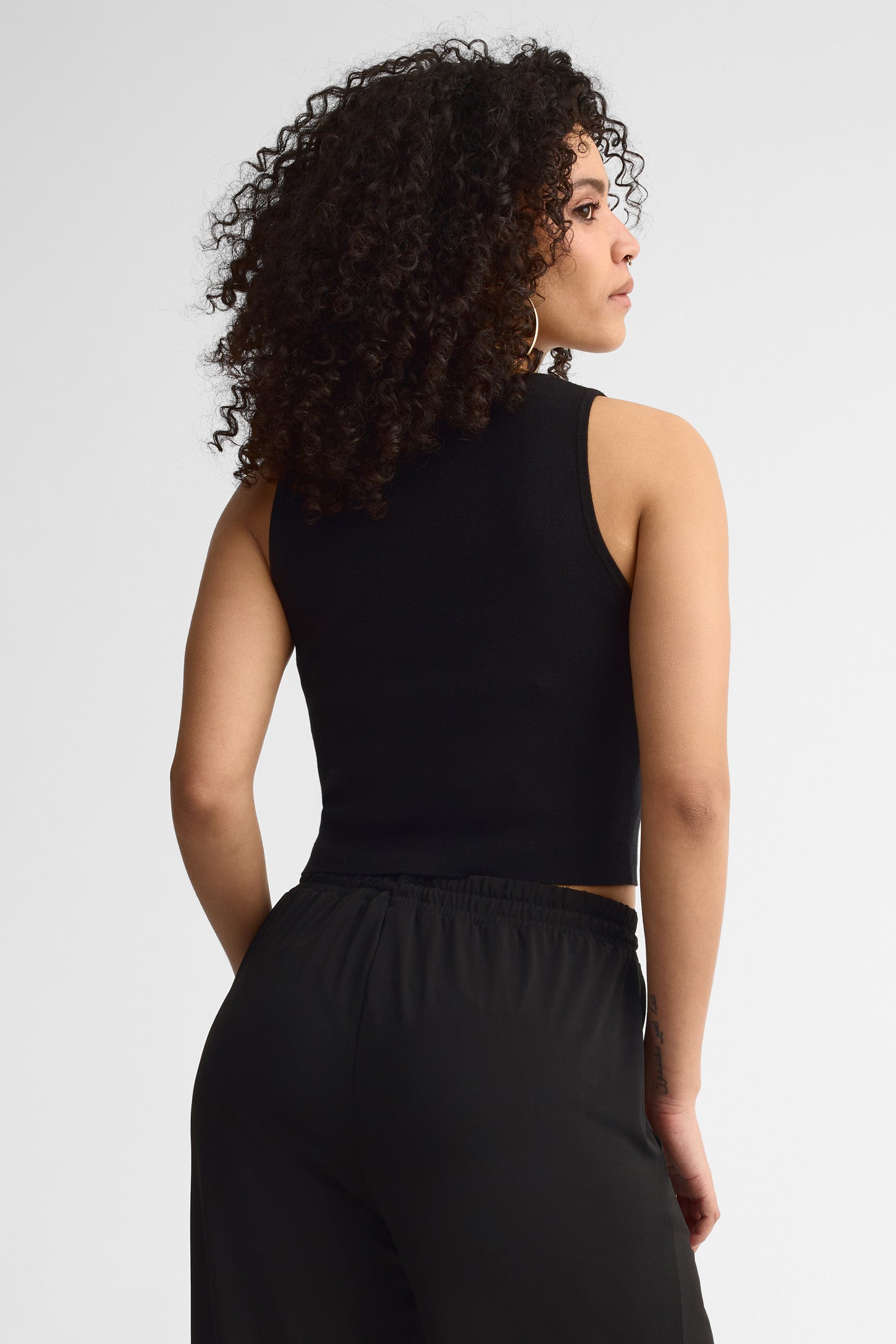 Camisole en tricot à boutons - Femme && NOIR