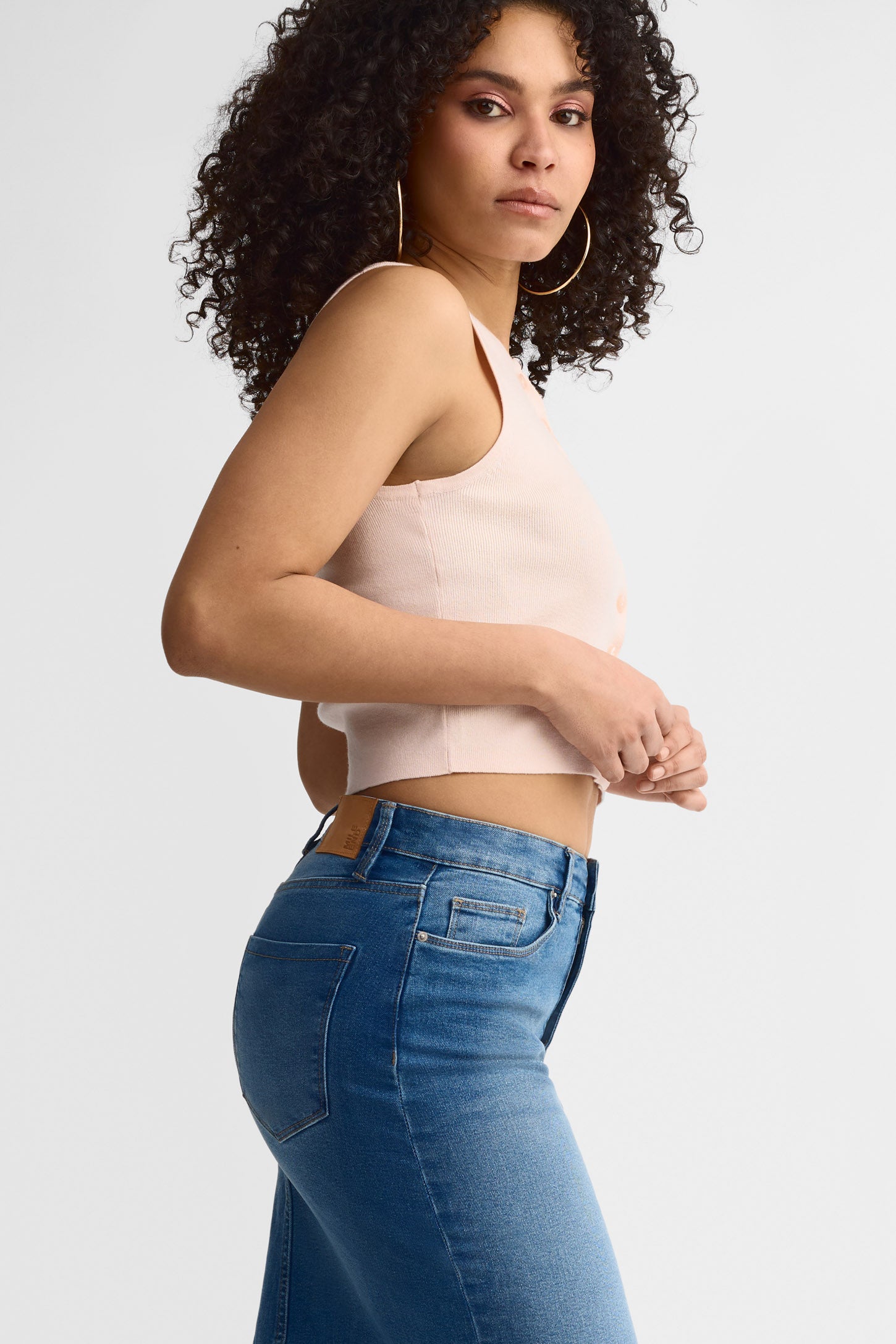 Camisole en tricot à boutons - Femme && ROSE PALE