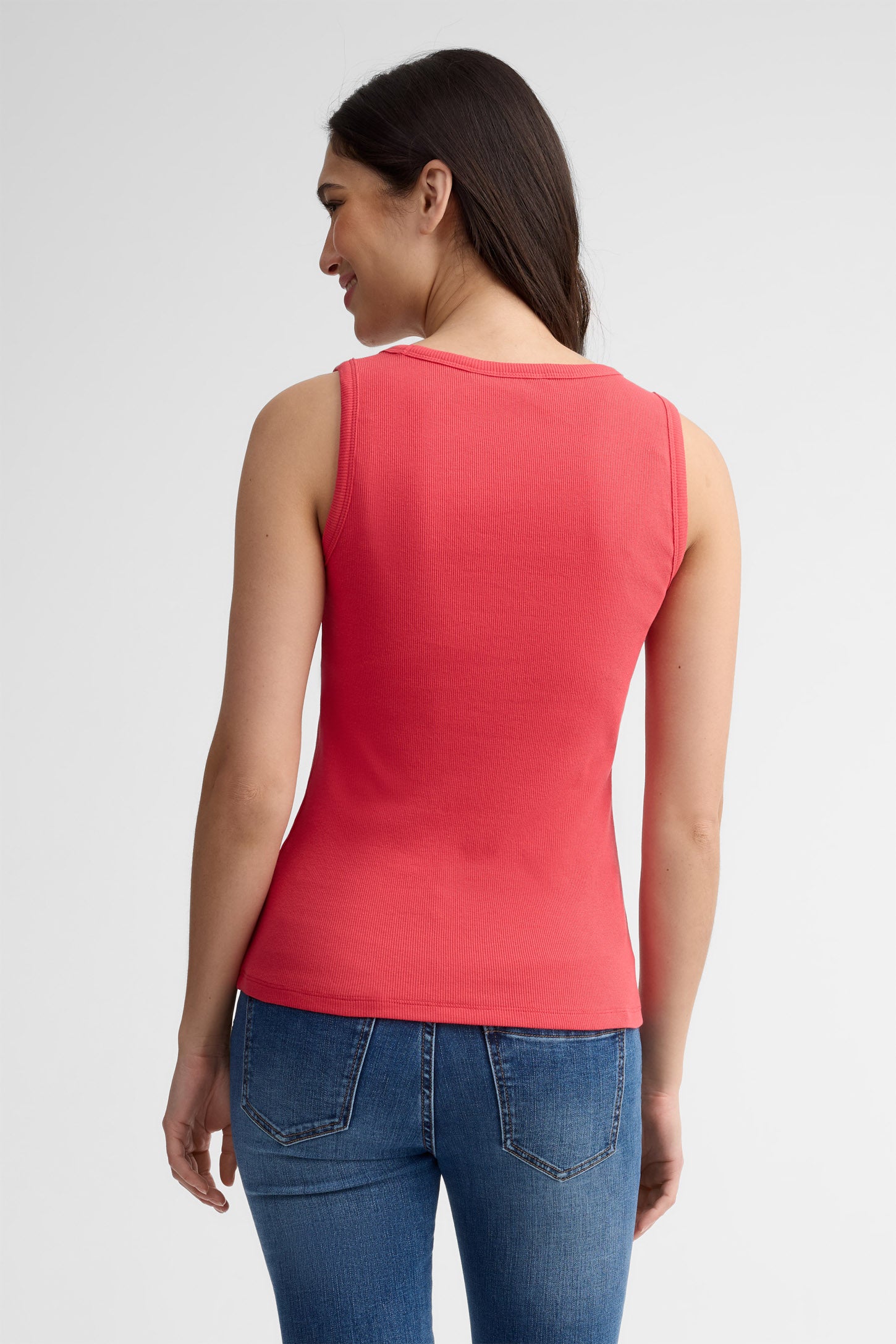 Camisole côtelée col dégagé - Femme && ROUGE