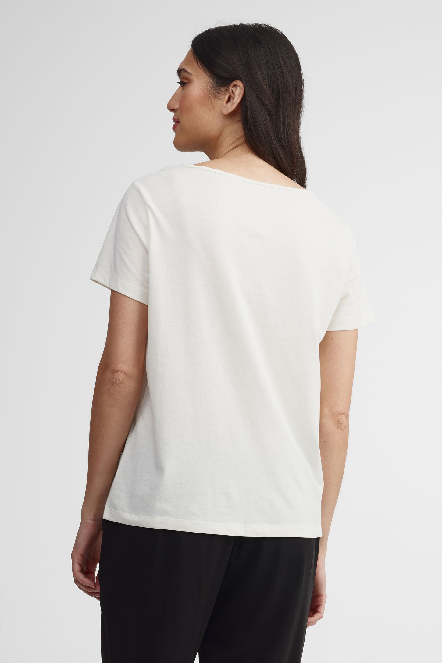T-shirt col rond coupe ample coton - Femme && BEIGE