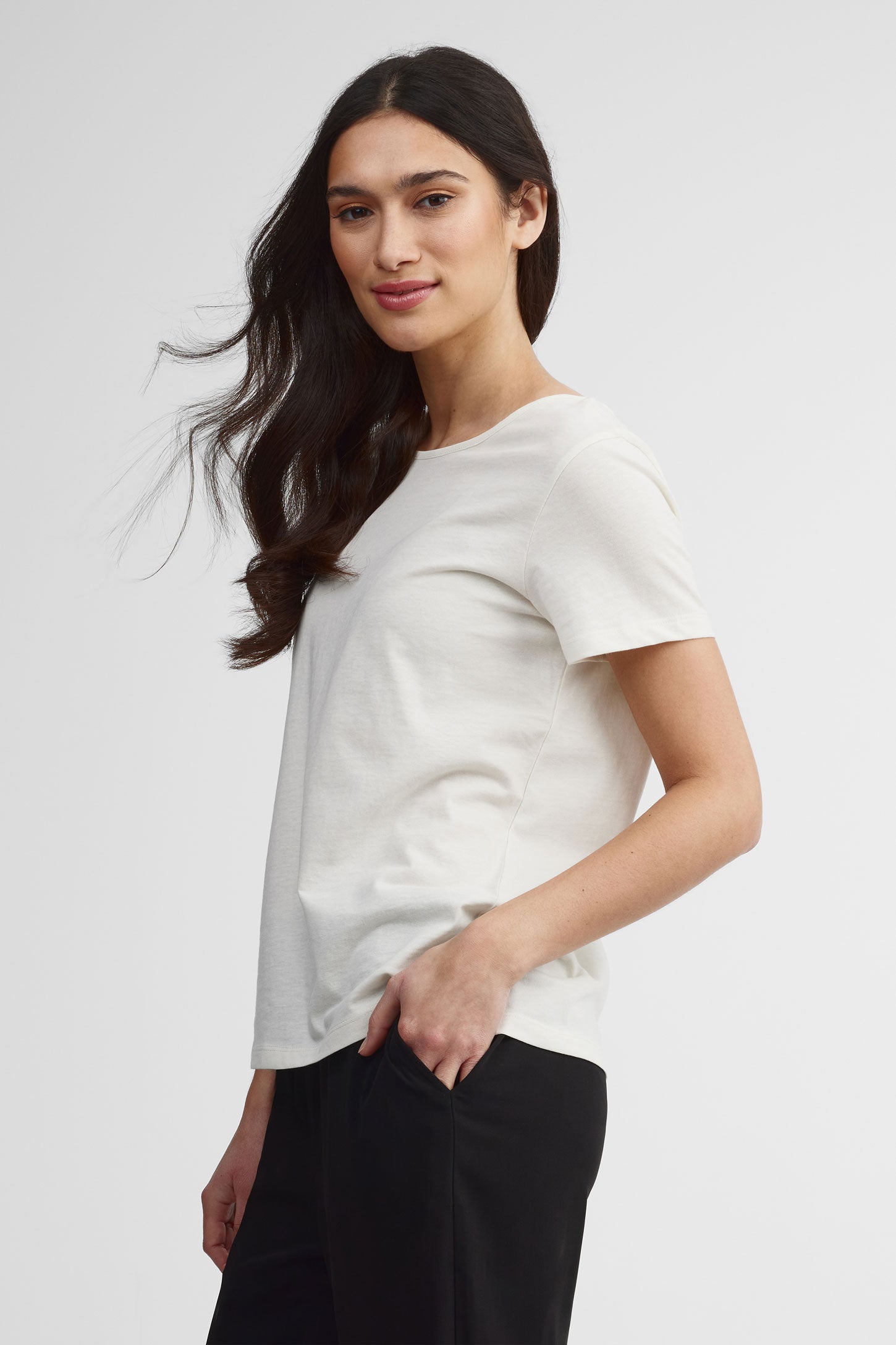 T-shirt col rond coupe ample coton - Femme && BEIGE
