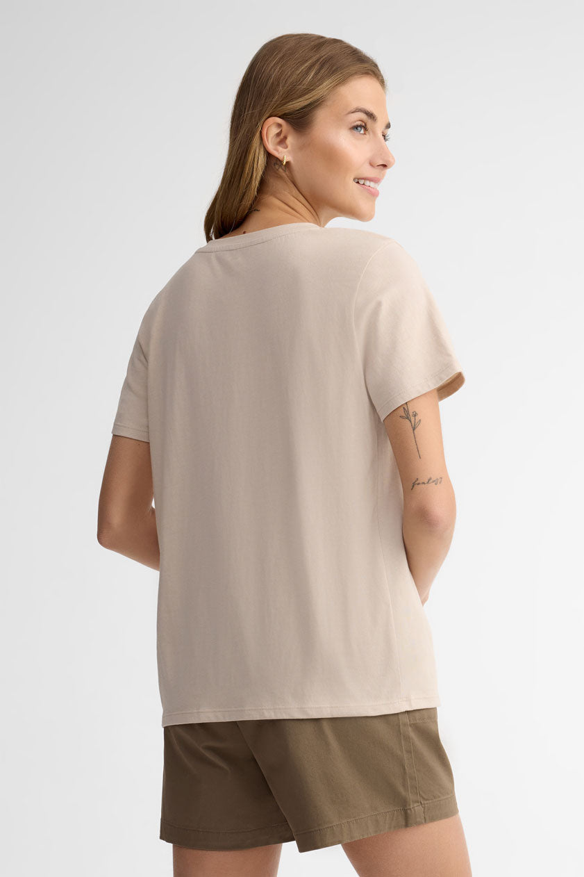 T-shirt col rond coton, 2/30$ - Femme && BEIGE