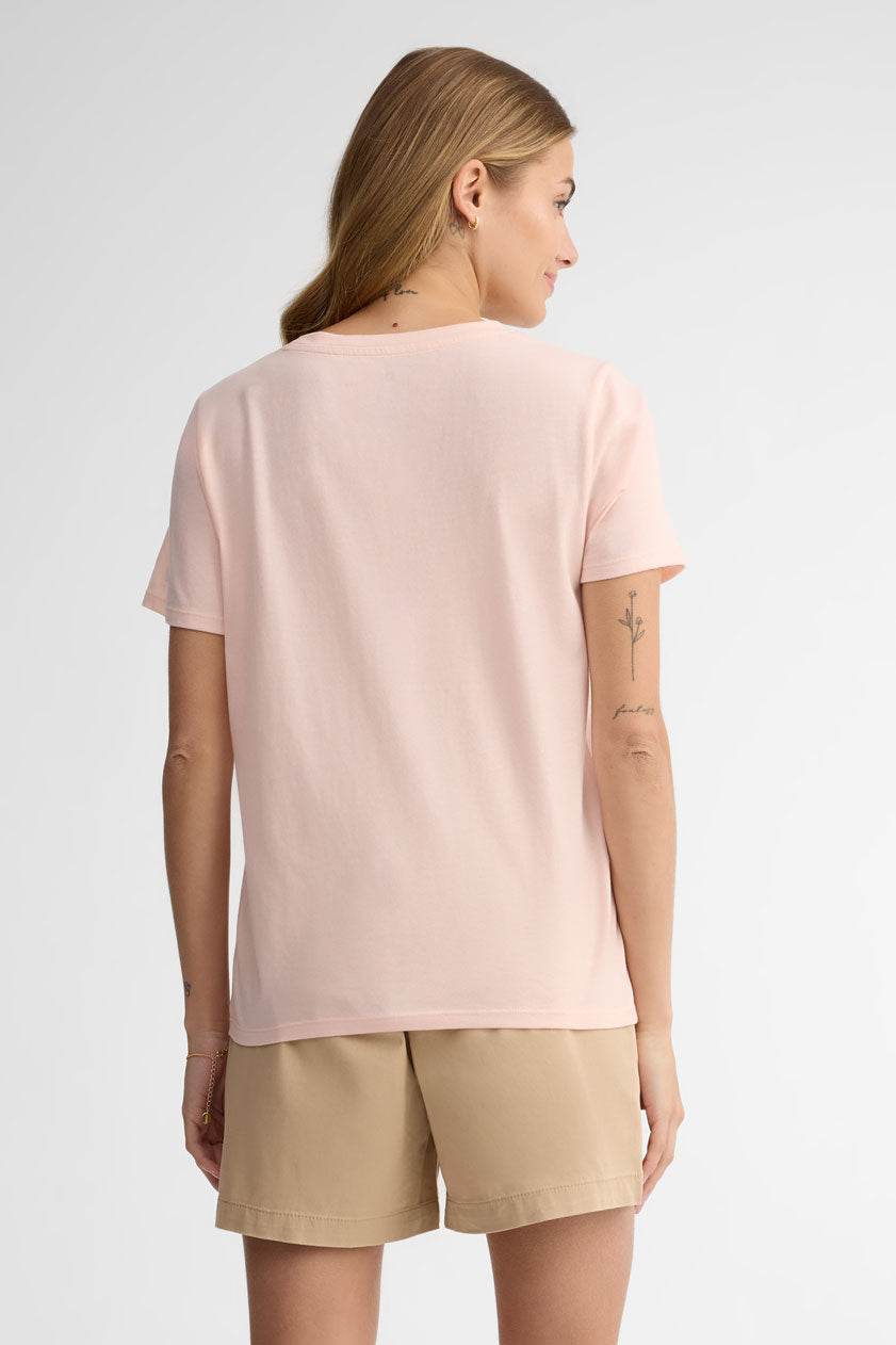 T-shirt col rond coton, 2/30$ - Femme && ROSE PALE
