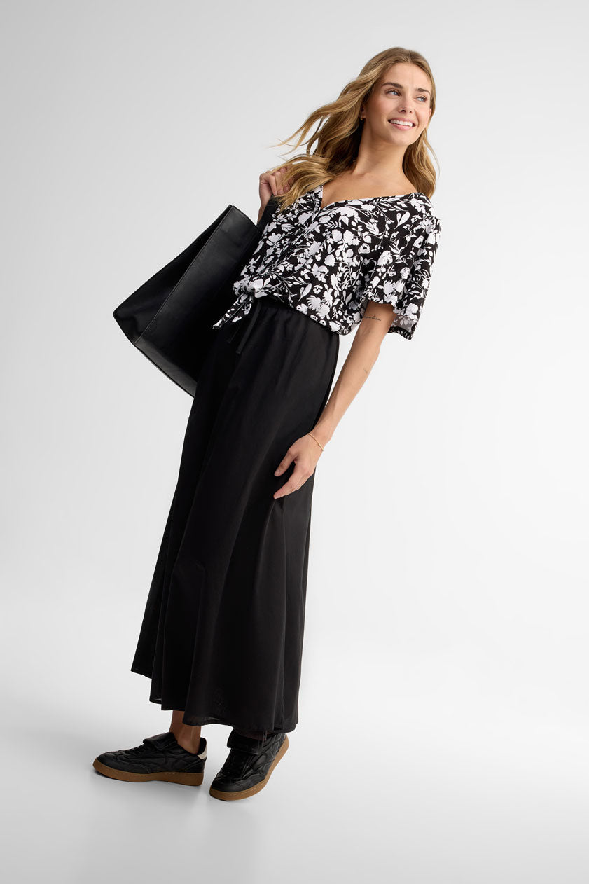 Chemisier col en V manches courtes - Femme && NOIR/MULTI