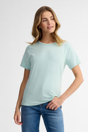 T-shirt col rond coton, 2/30$ - Femme && BLEU PALE