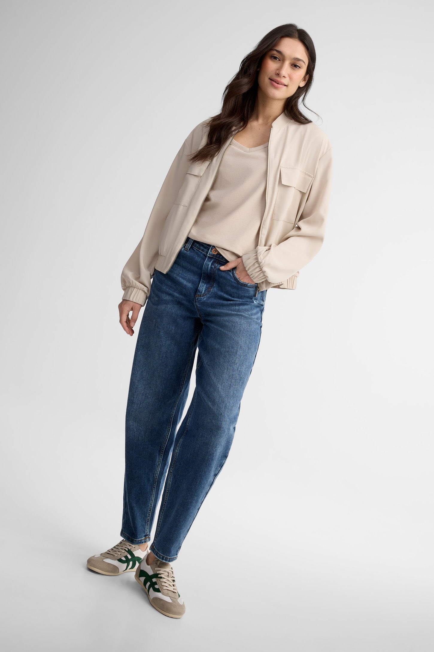 T-shirt col en V coton - Femme && BEIGE