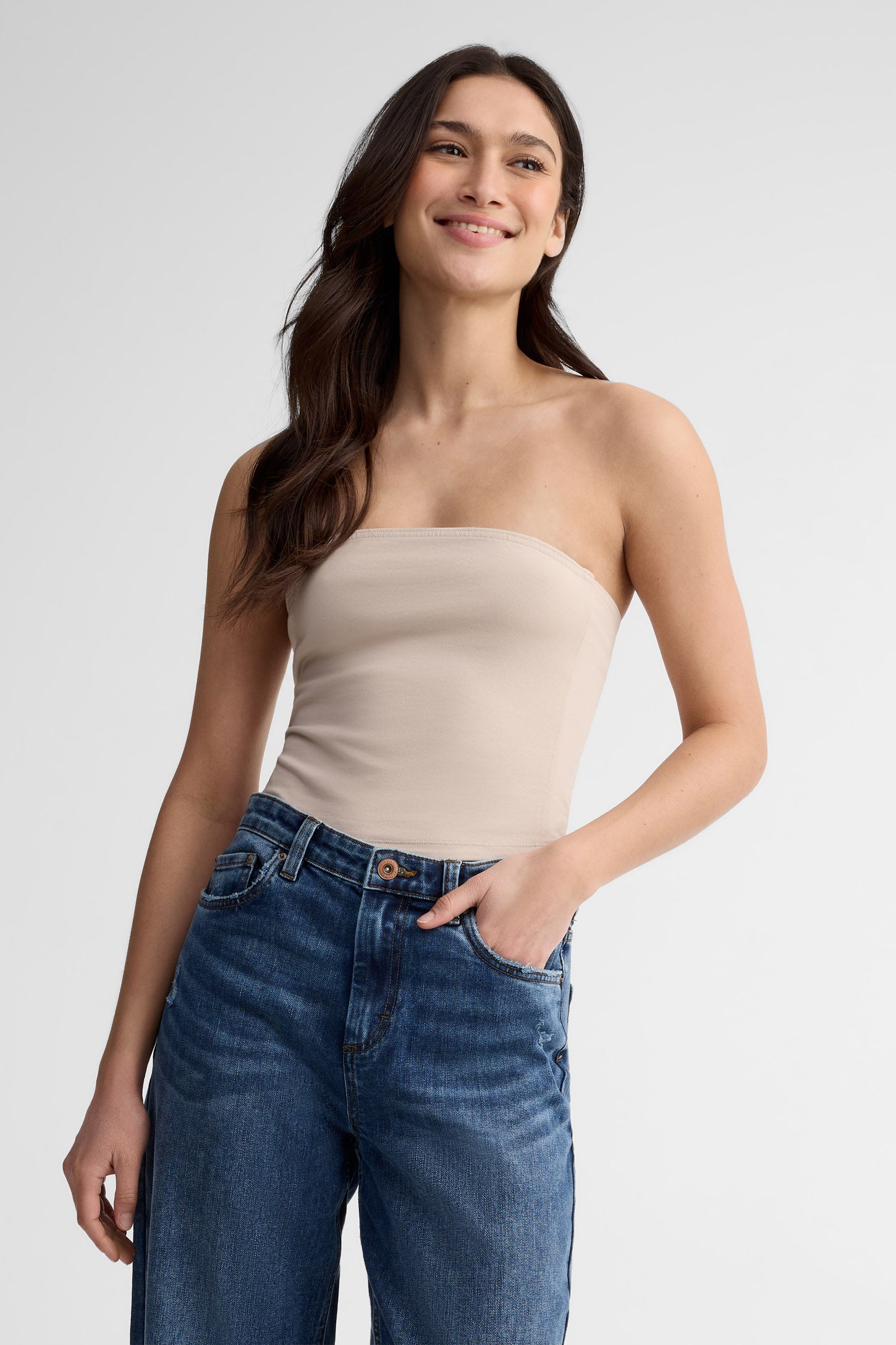 Camisole tube coton - Femme && BEIGE