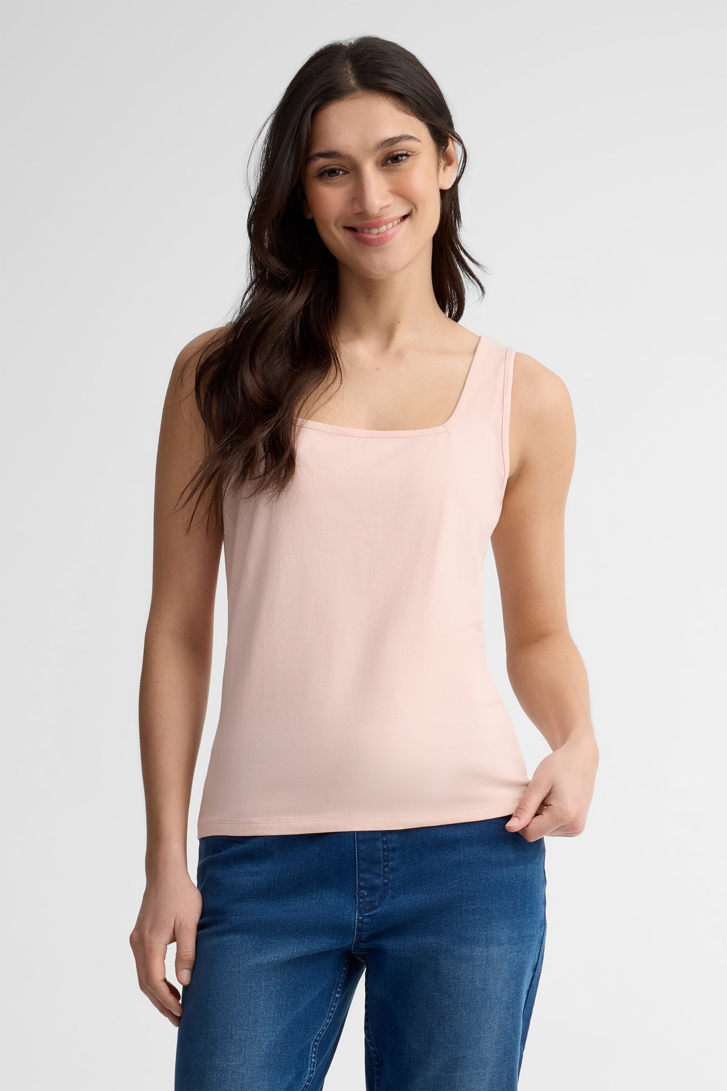 Camisole col carrée coupe semi-ajustée - Femme && ROSE PALE