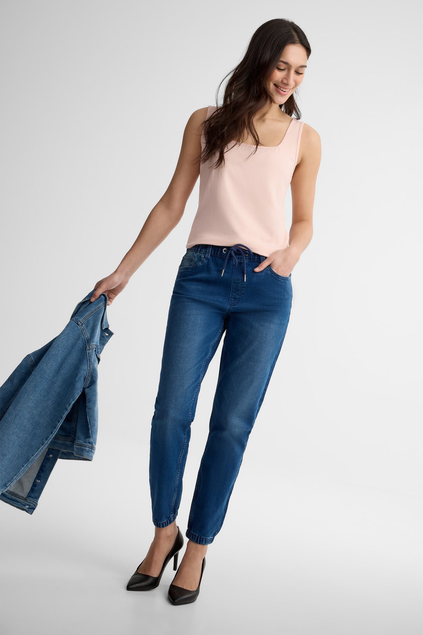 Camisole col carrée coupe semi-ajustée - Femme && ROSE PALE