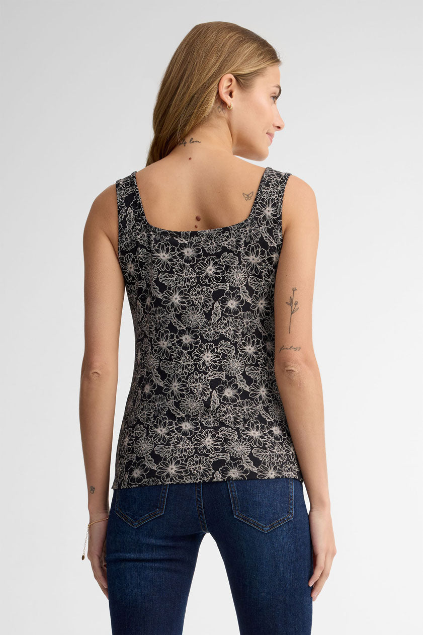 Camisole col carrée coupe semi-ajustée - Femme && NOIR/MULTI