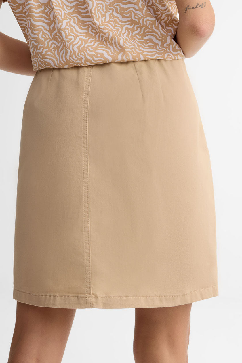 Jupe ligne-A en twill - Femme && BEIGE