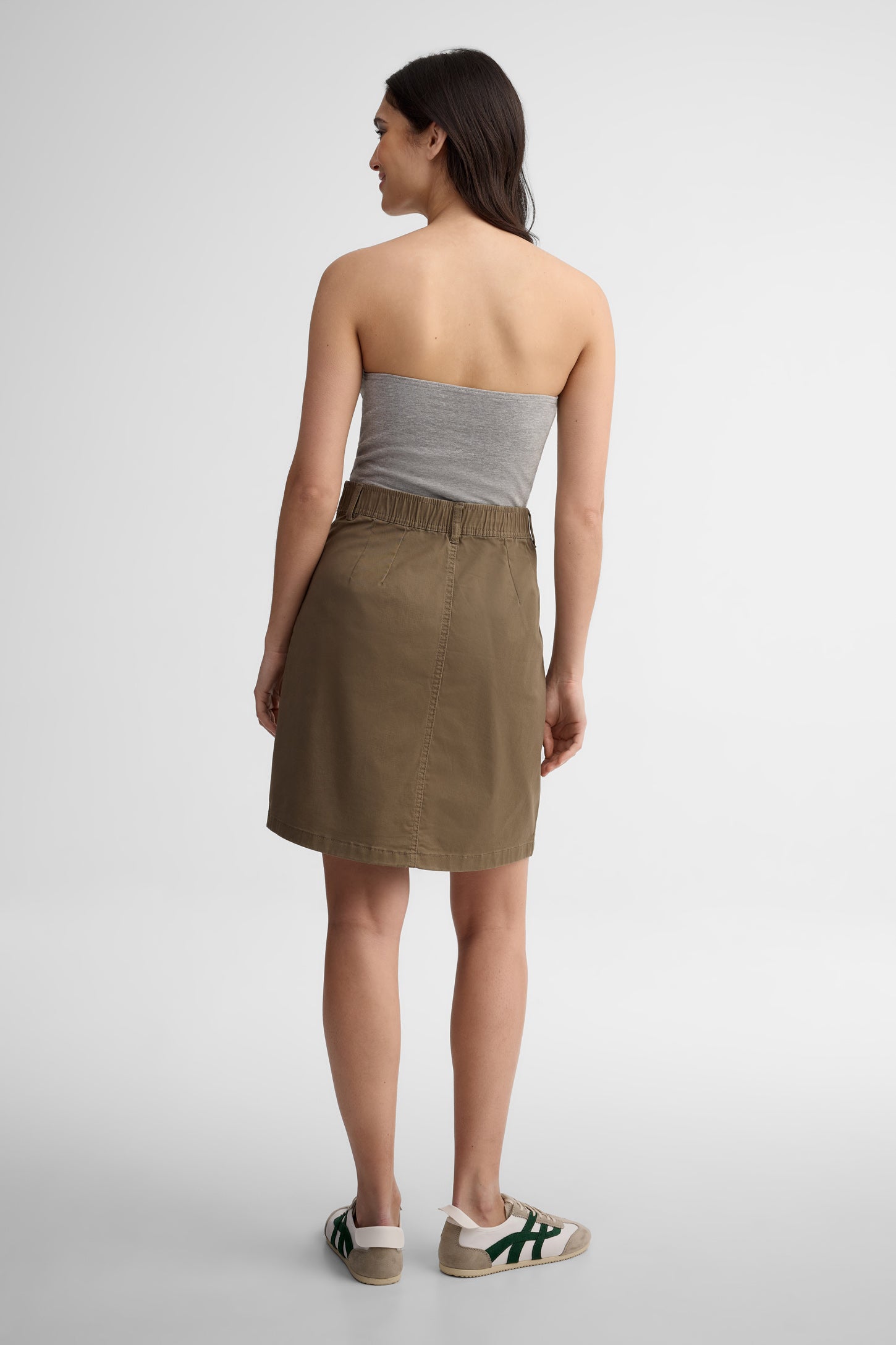 Jupe ligne-A en twill - Femme && KAKI