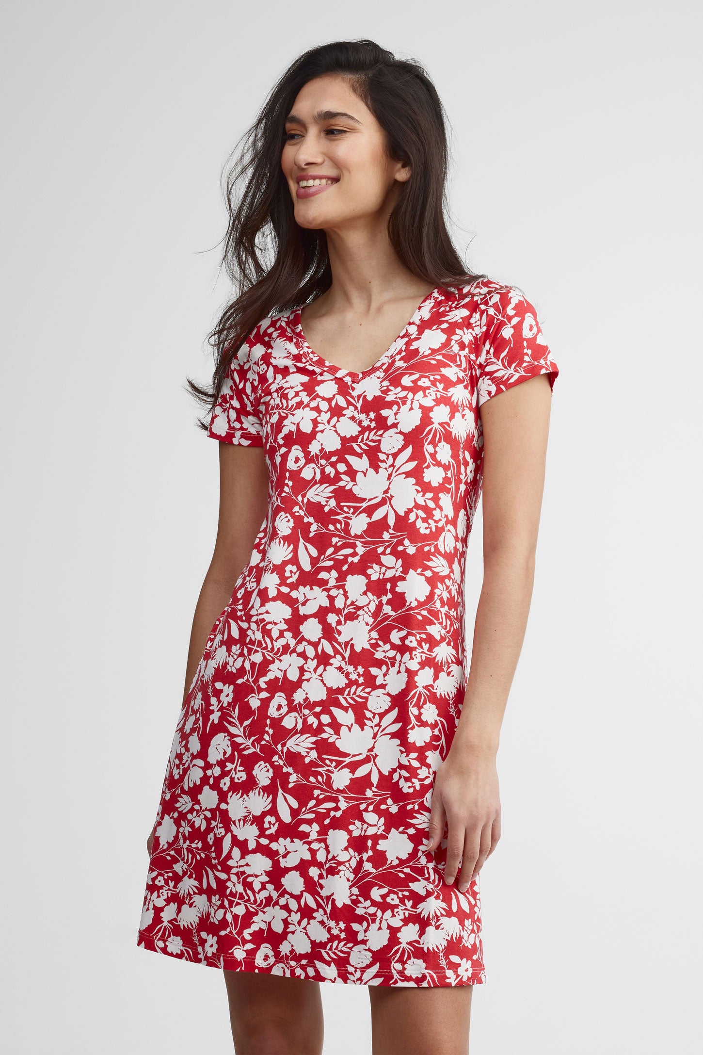 Robe imprimée coupe ligne-A - Femme && ROUGE/MULTI