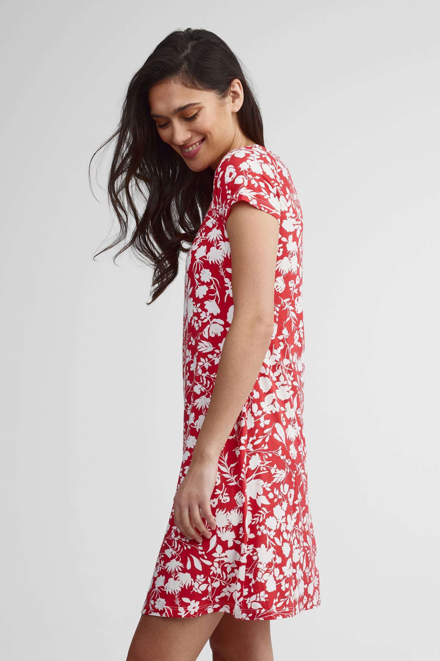 Robe imprimée coupe ligne-A - Femme && ROUGE/MULTI