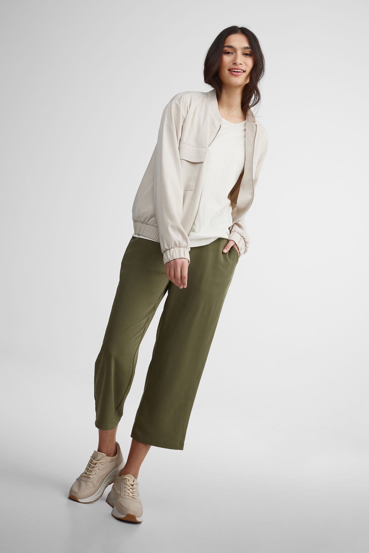 Capri jambe large - Femme && KAKI