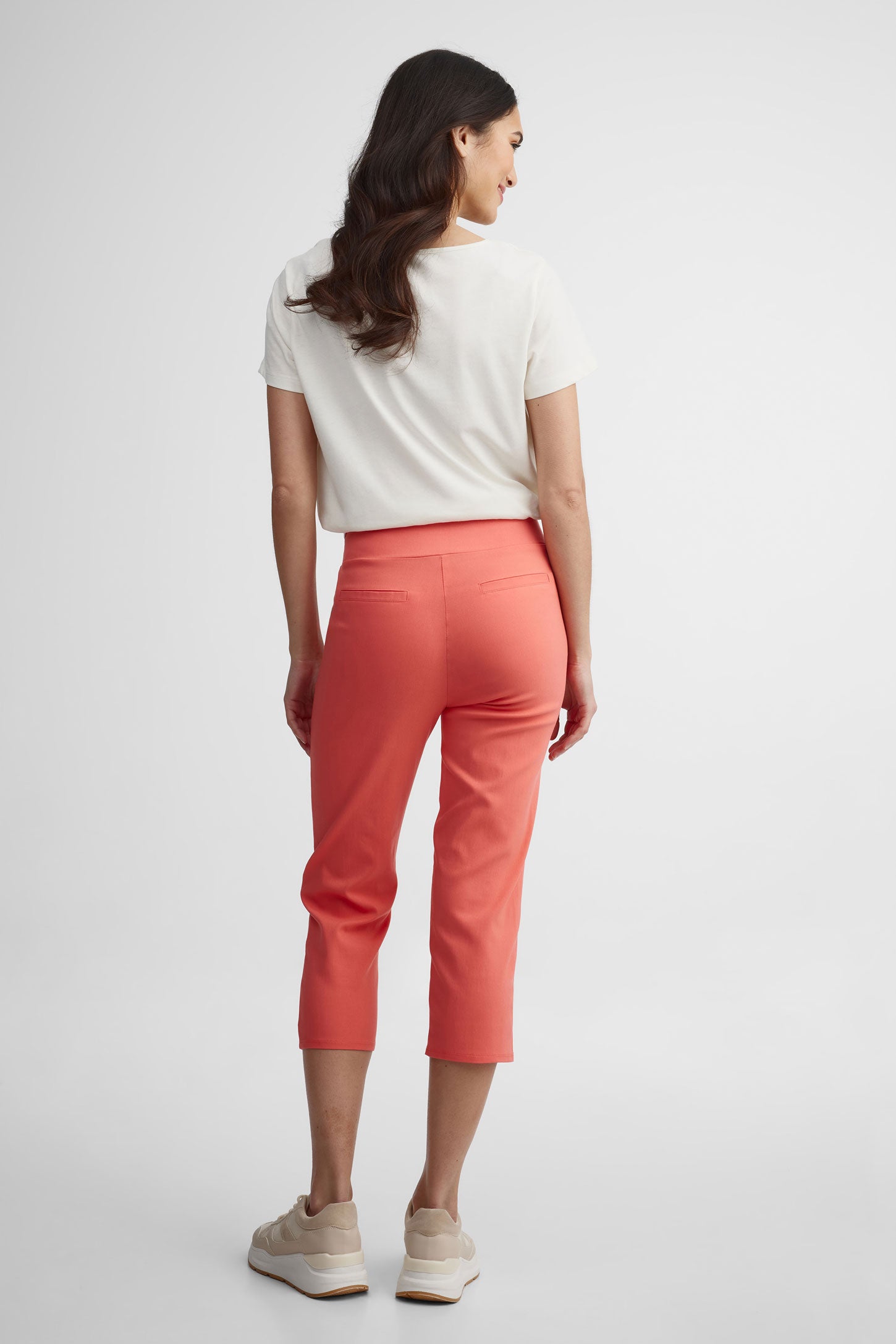 Capri jambe étroite en twill - Femme && CORAIL