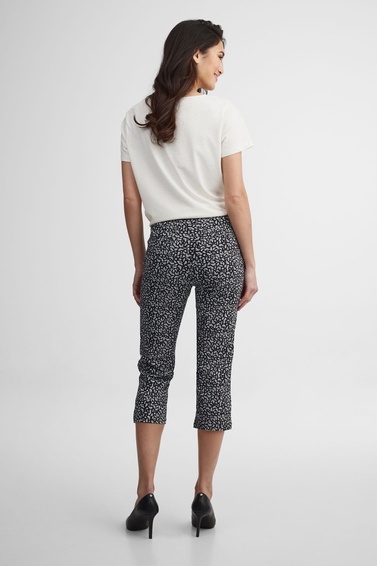 Capri jambe étroite en twill - Femme && NOIR/MULTI