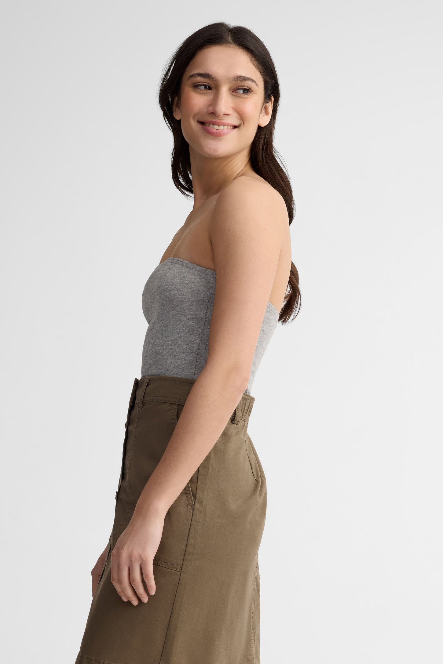 Camisole tube coton - Femme && GRIS