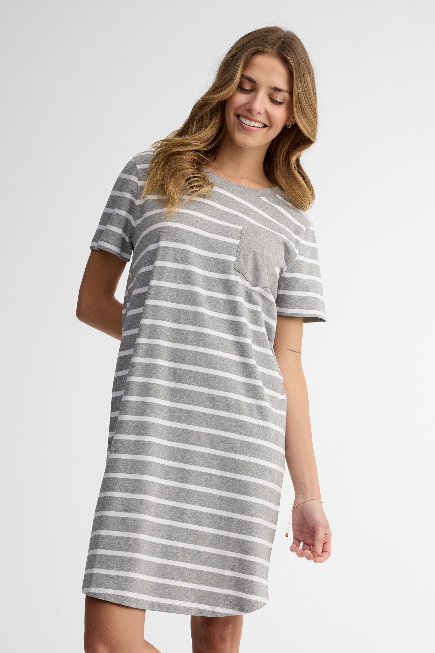 Robe t-shirt coton - Femme && GRIS MULTI