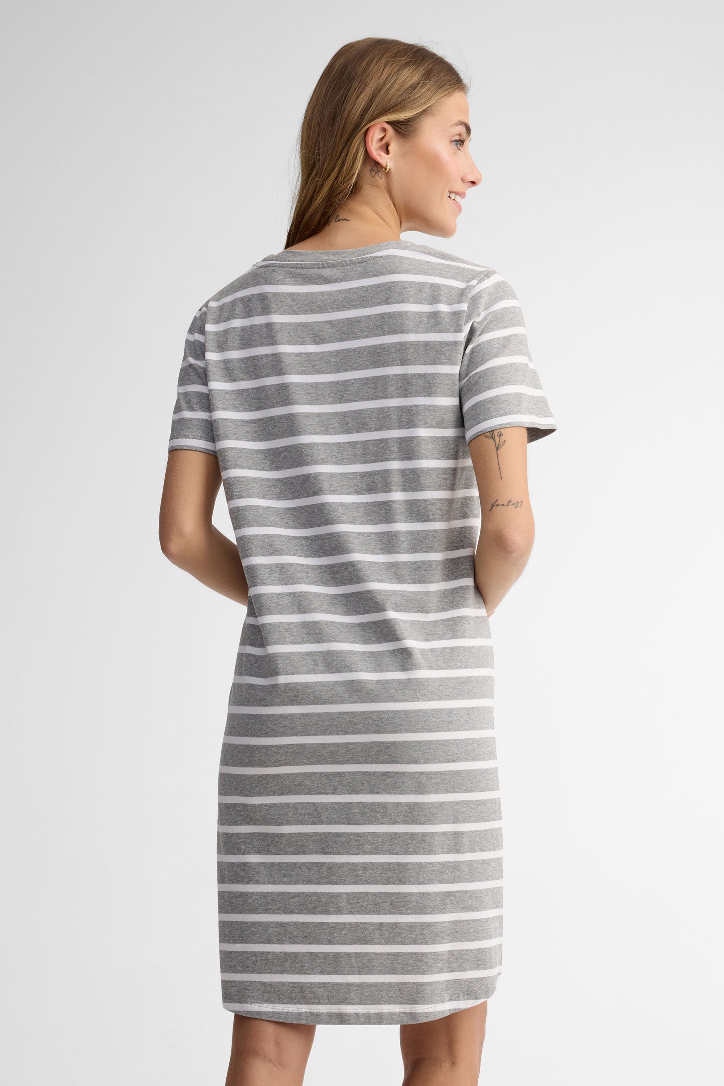 Robe t-shirt coton - Femme && GRIS MULTI