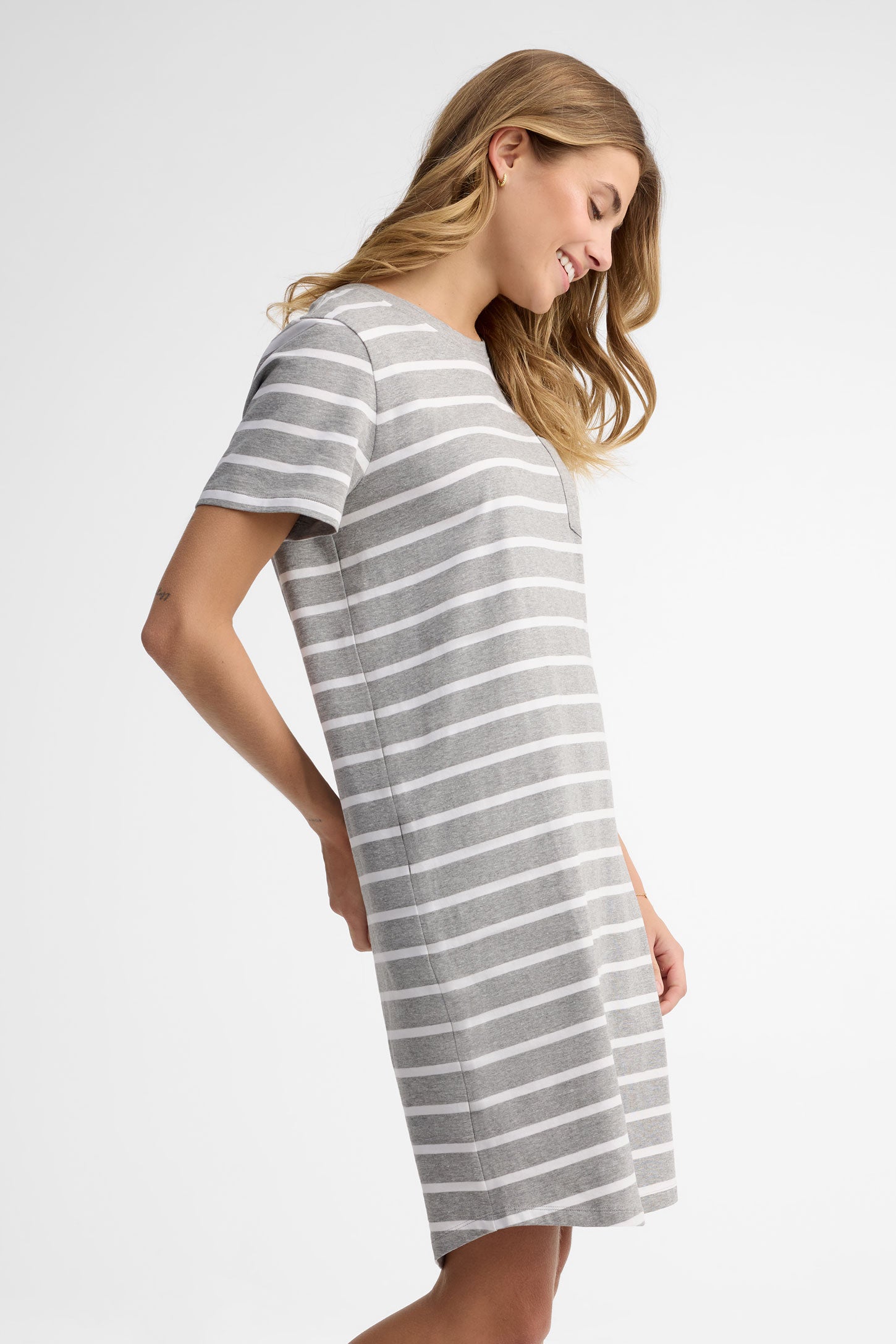 Robe t-shirt coton - Femme && GRIS MULTI
