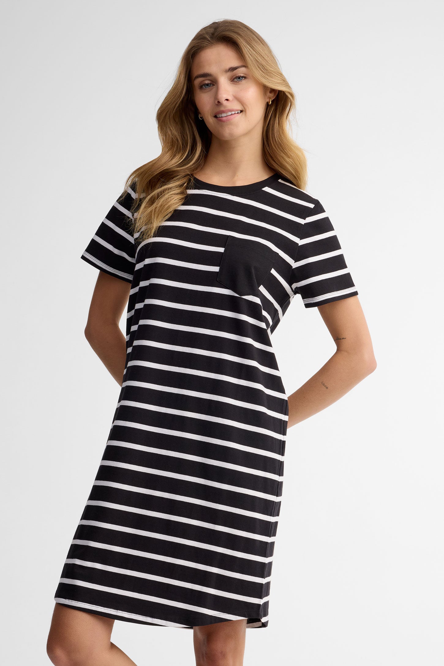Robe t-shirt coton - Femme && NOIR/MULTI