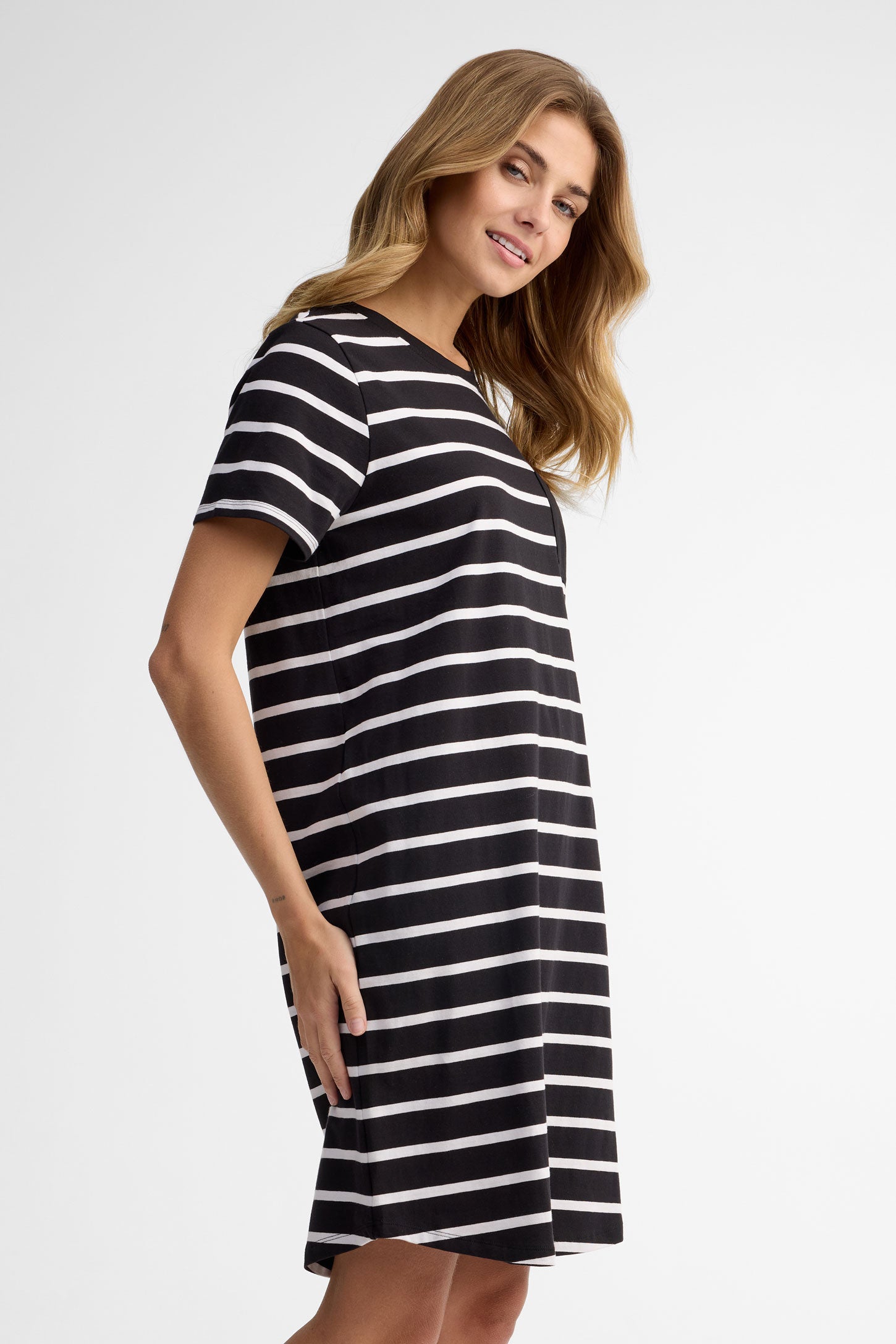 Robe t-shirt coton - Femme && NOIR/MULTI