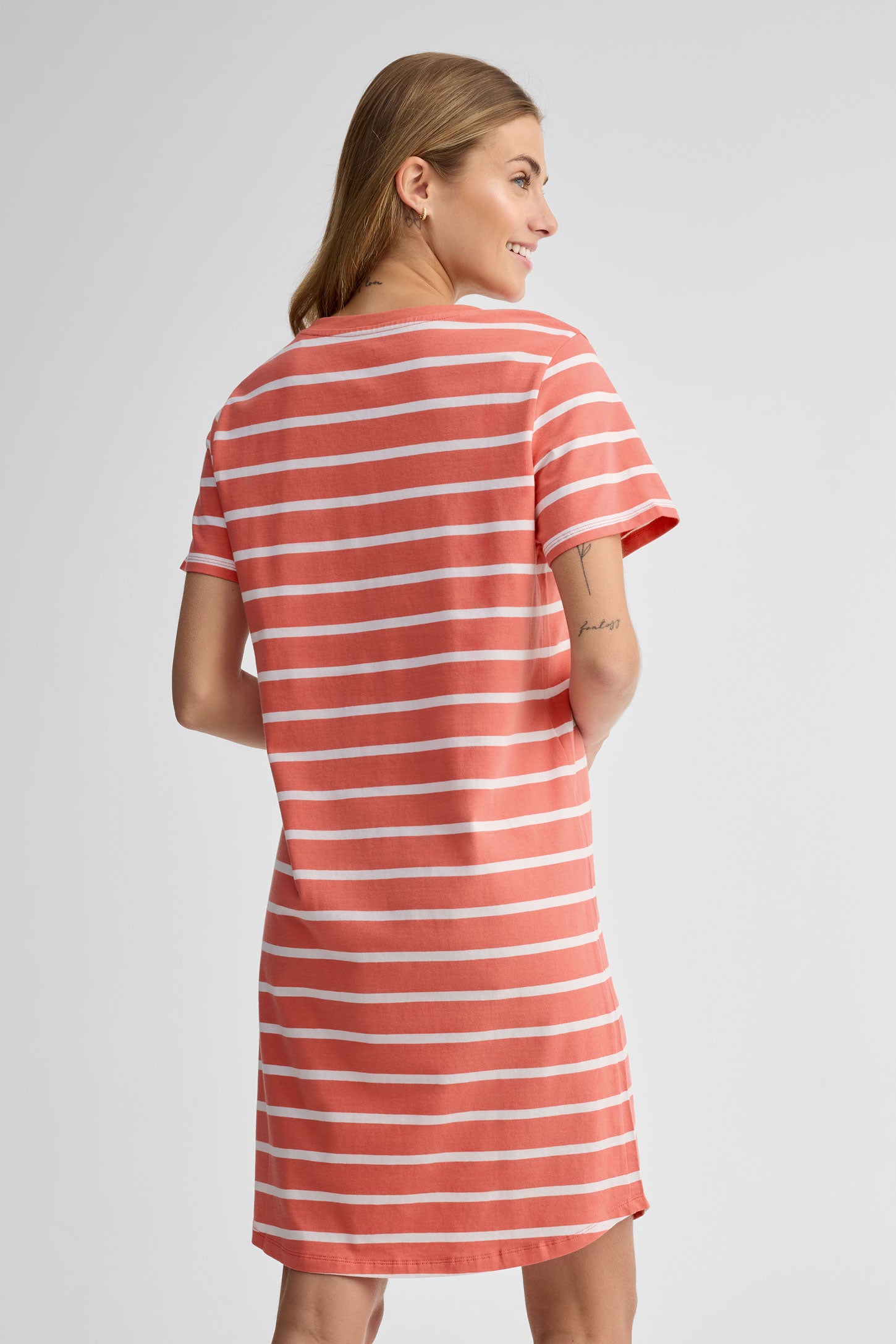 Robe t-shirt coton - Femme && CORAIL/MULTI