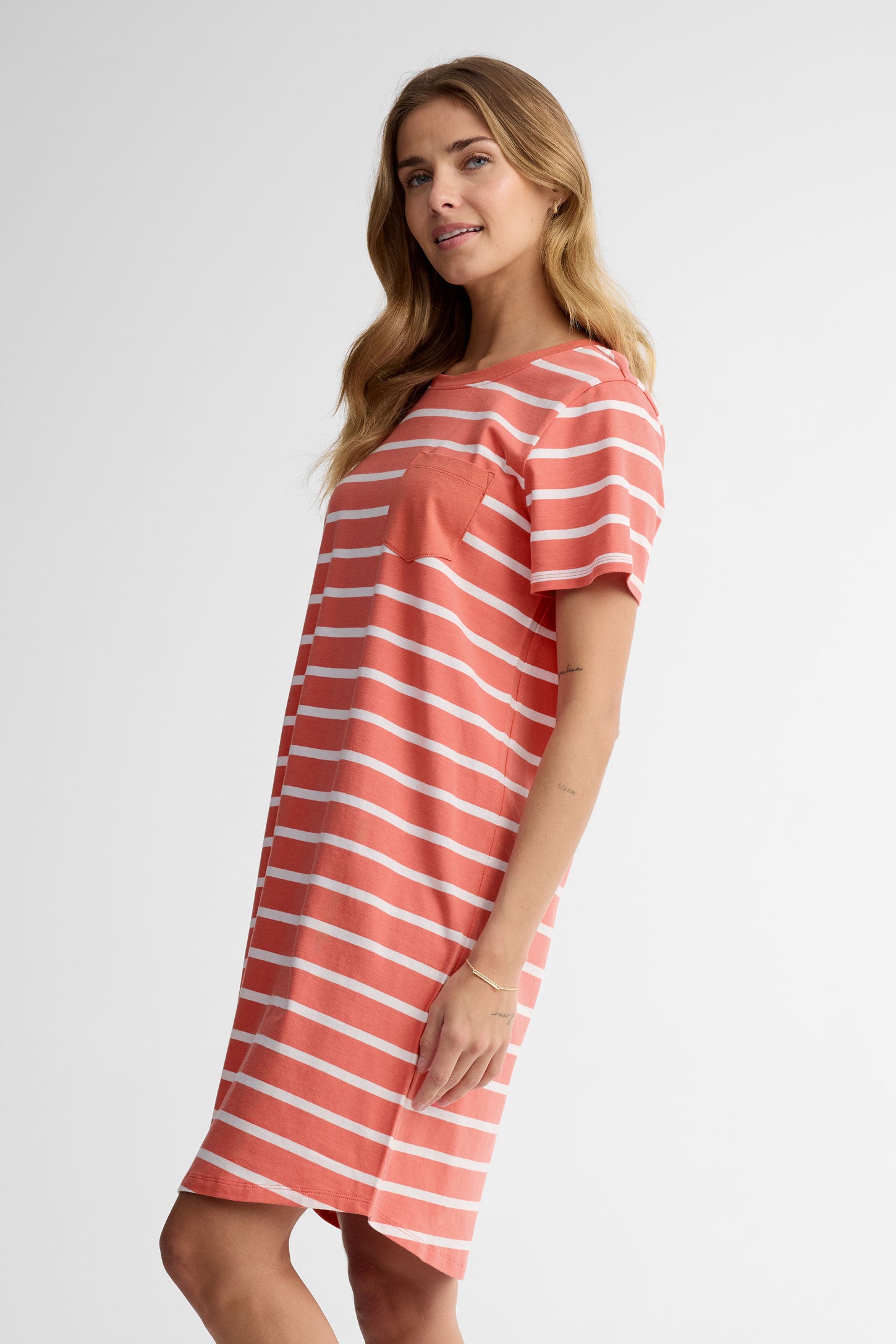 Robe t-shirt coton - Femme && CORAIL/MULTI