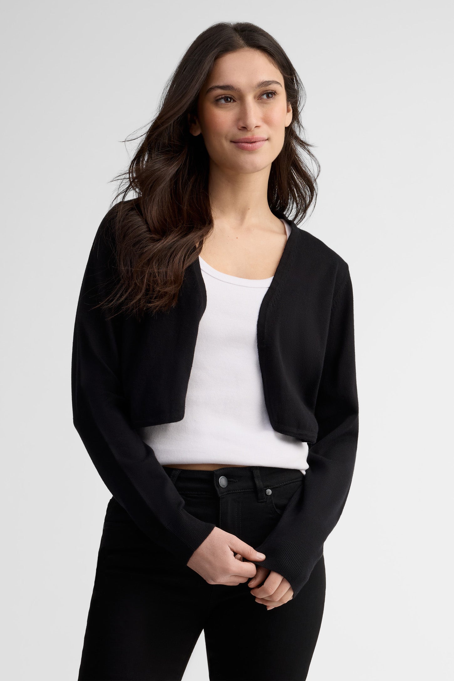 Cadigan boléro coupe semi-ajustée - Femme && NOIR