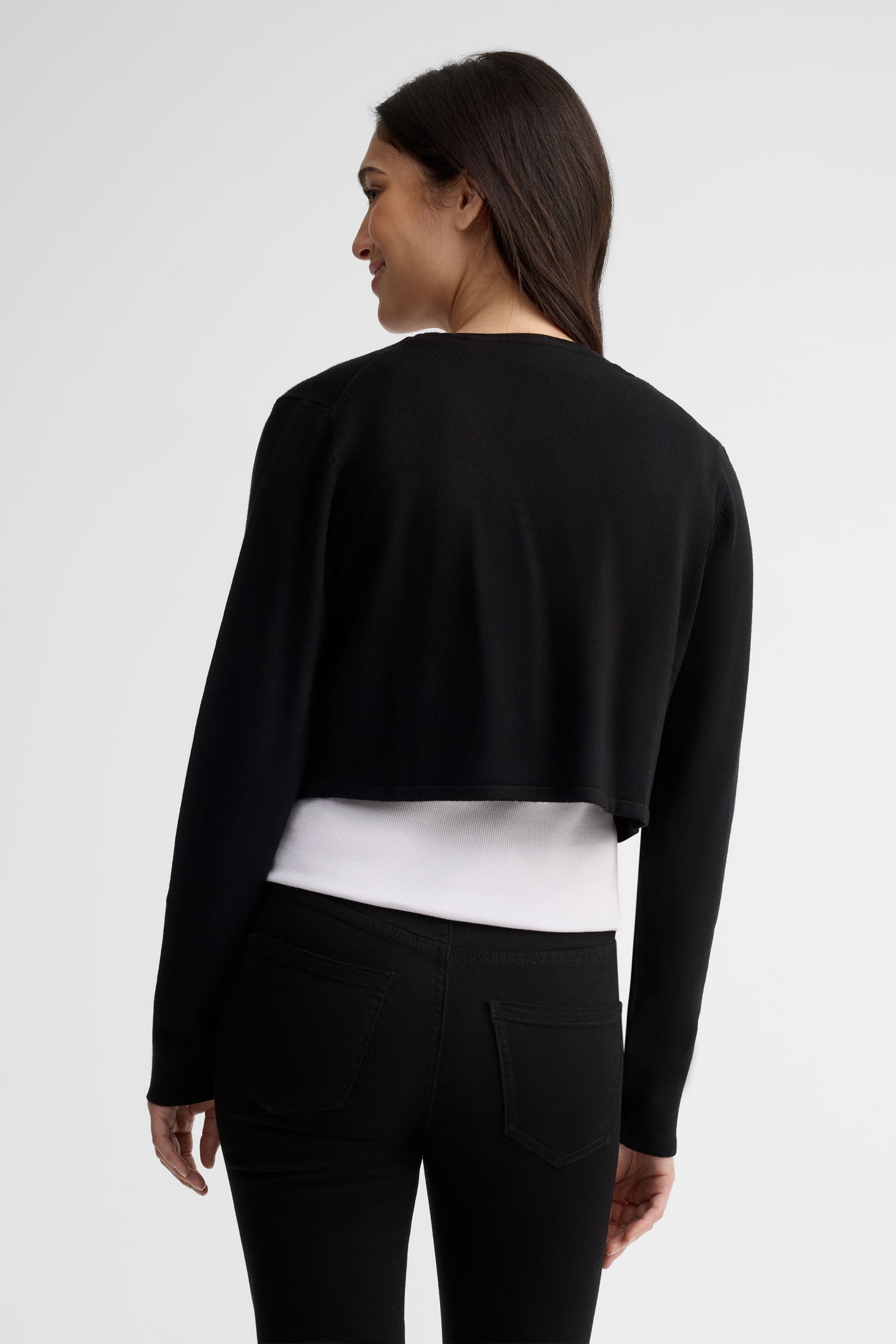 Cadigan boléro coupe semi-ajustée - Femme && NOIR
