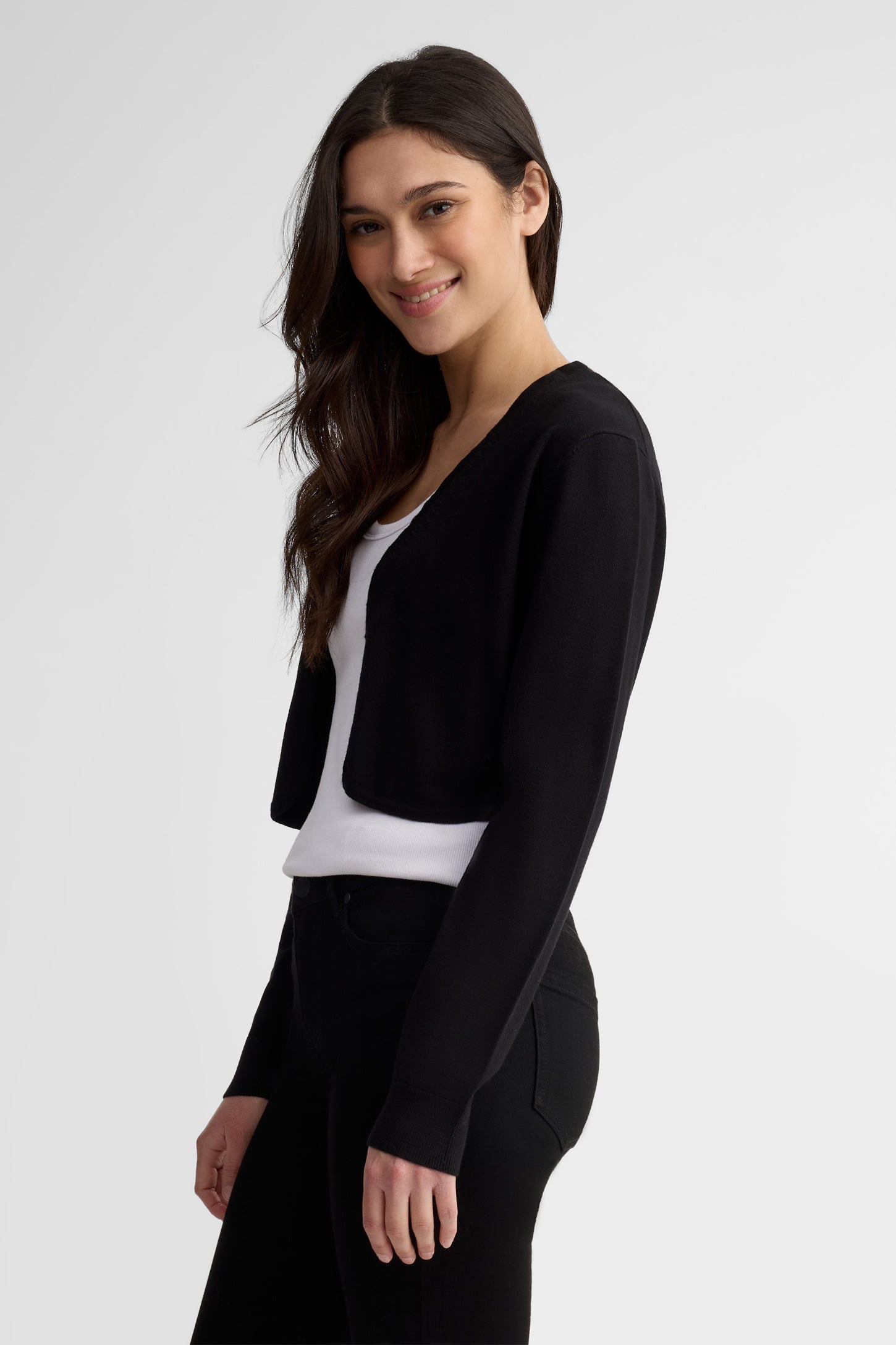Cadigan boléro coupe semi-ajustée - Femme && NOIR