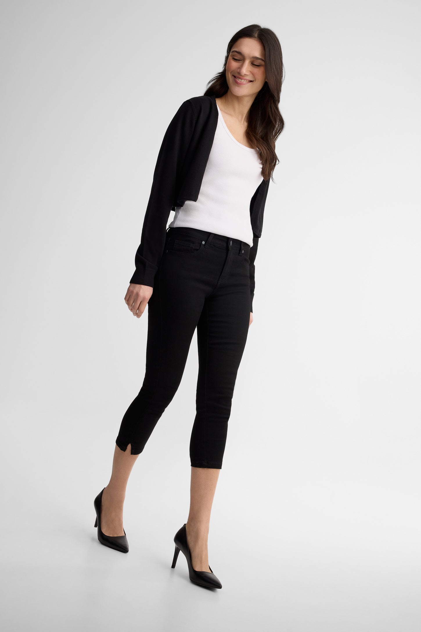 Cadigan boléro coupe semi-ajustée - Femme && NOIR