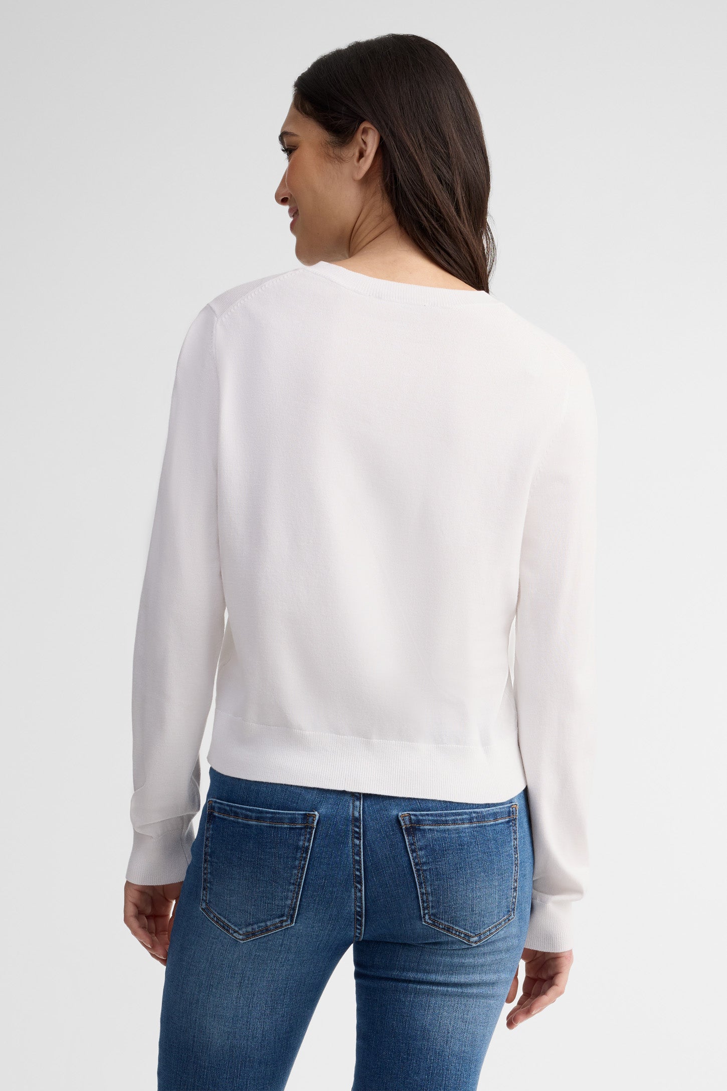 Cardigan manches longues semi-ajusté - Femme && BLANC