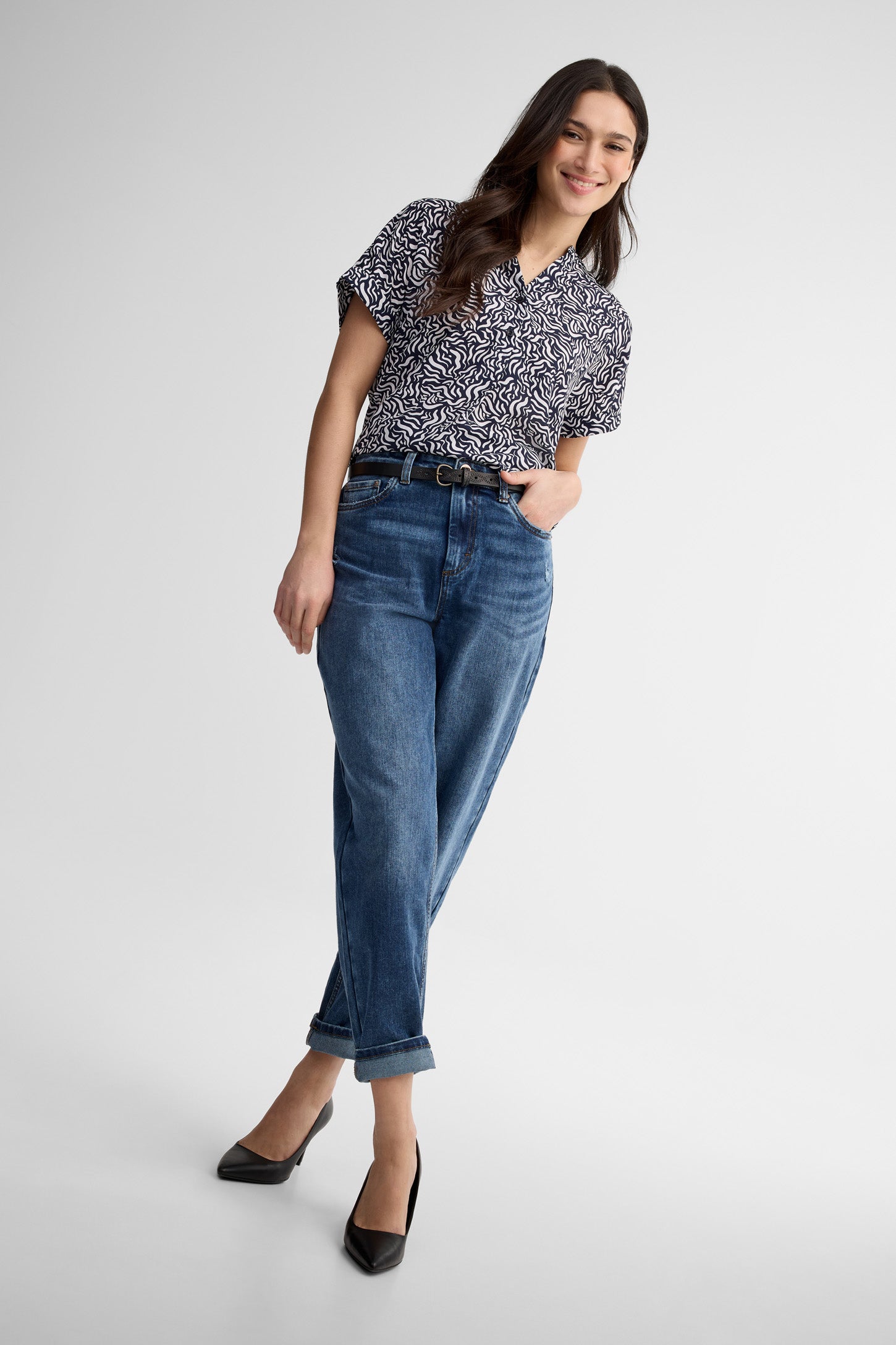 Chemisier manches courtes - Femme && MARIN/MULTI