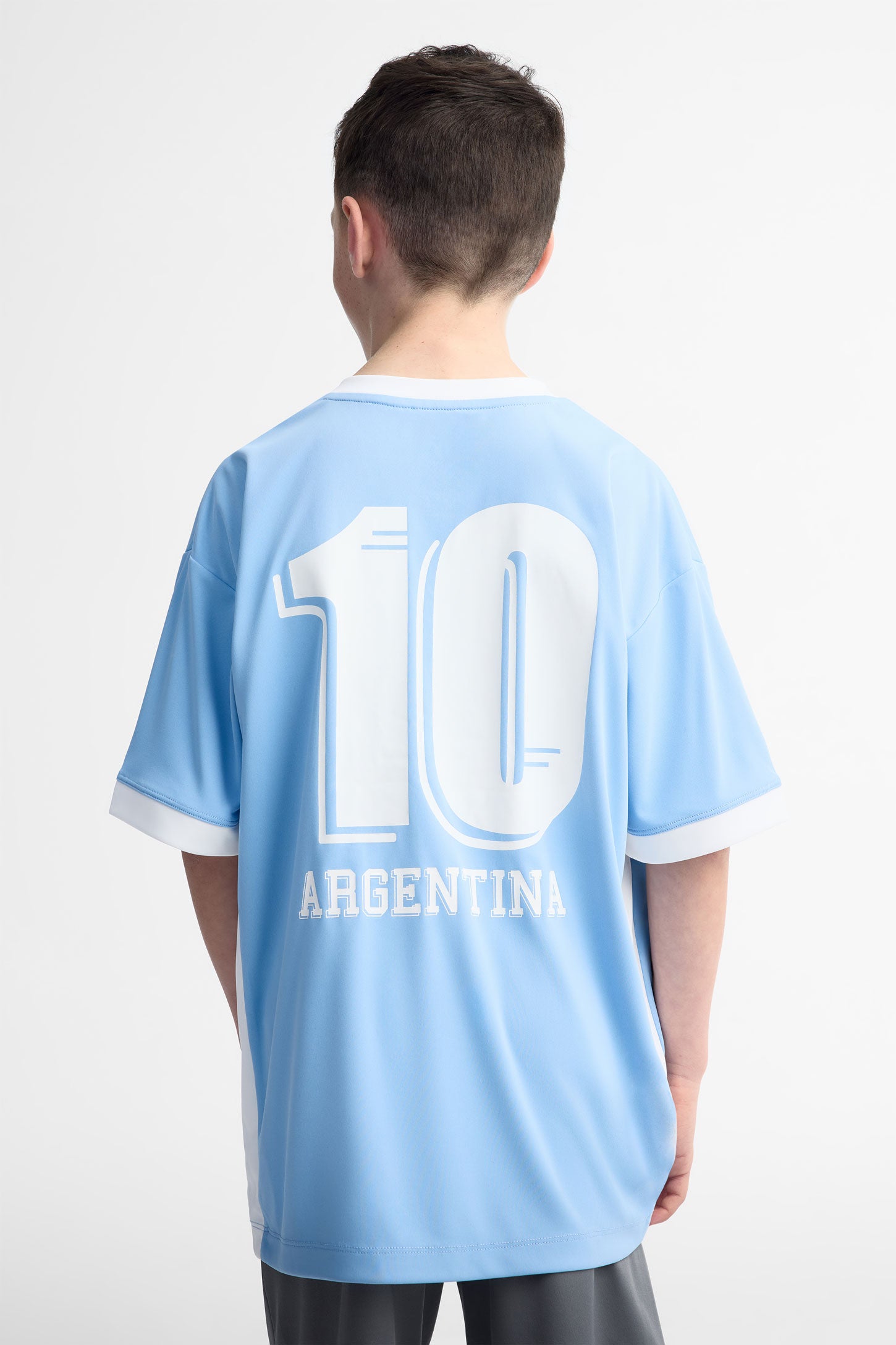 T-shirt col surdimensionné - Ado garçon && BLEU