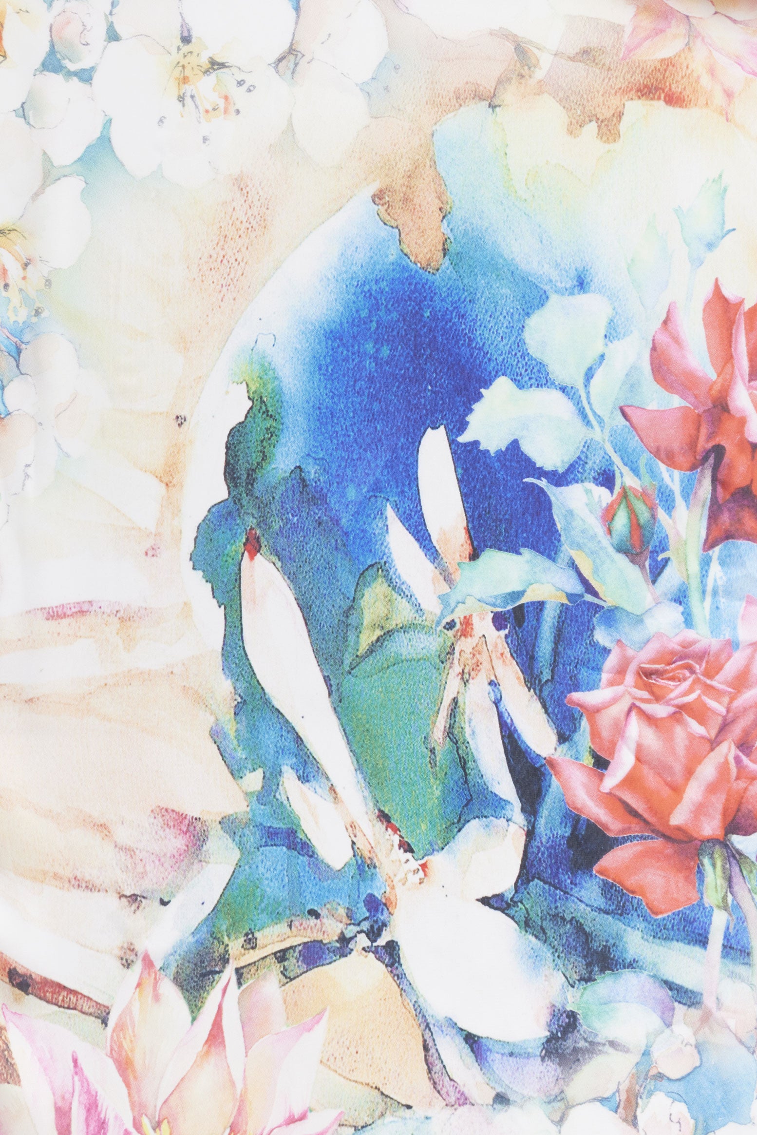 Foulard imprimé soie - Femme && BLEU MULTI