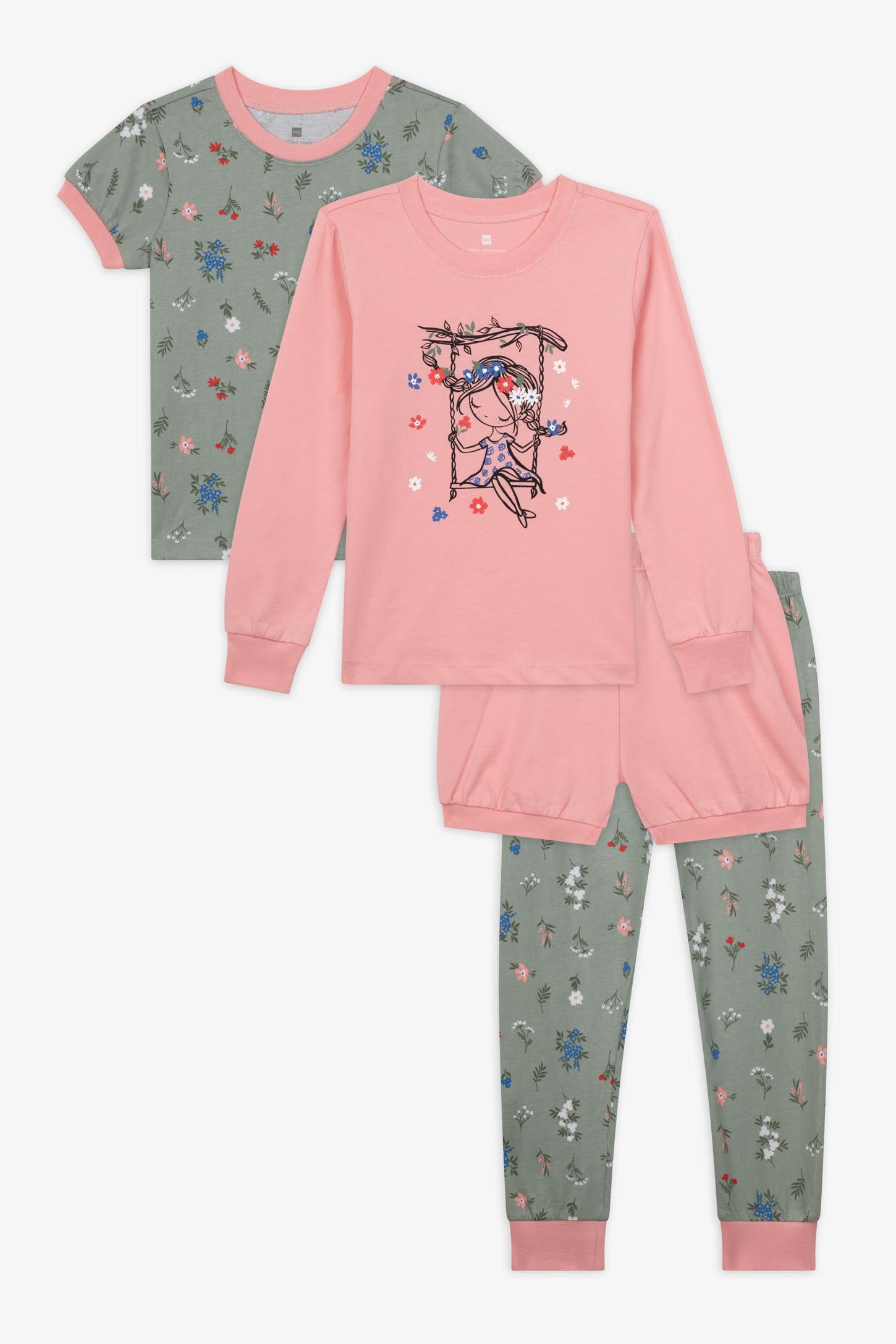 2 Ensemble pyjama à 2 pièces  - Enfant fille && VERT/MULTI