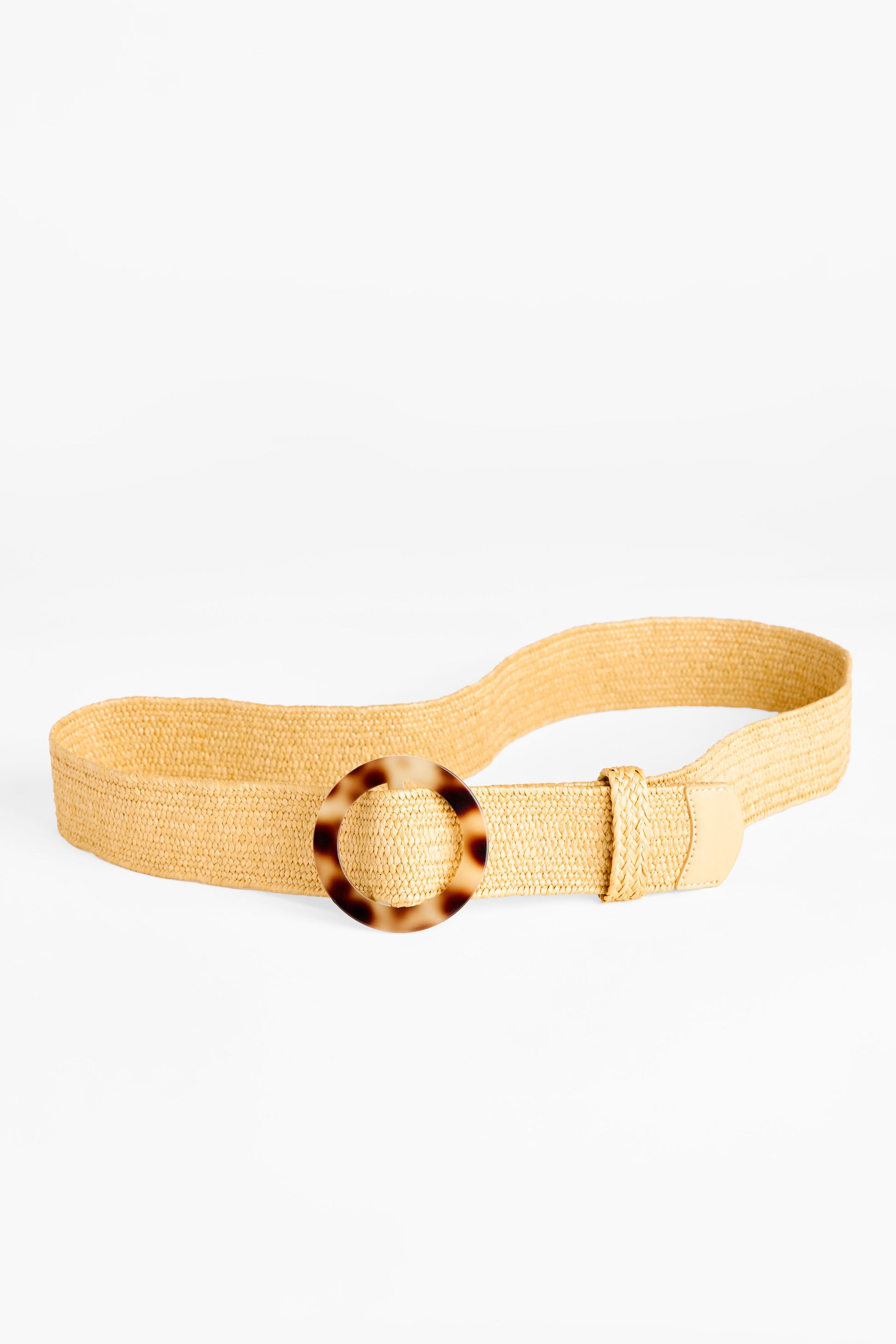 Ceinture tressée extensible en Raphia - Femme && BRONZÉ