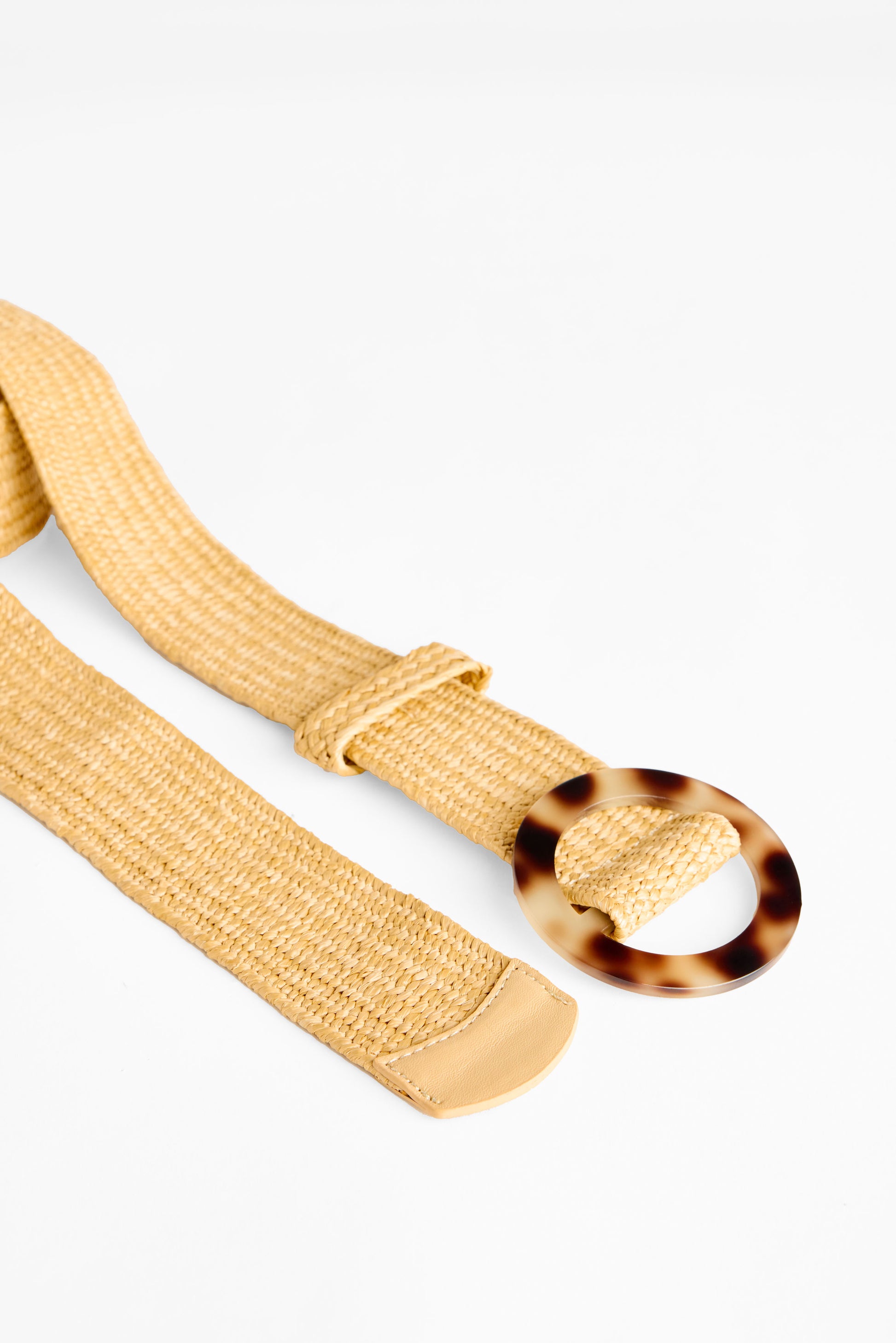 Ceinture tressée extensible en Raphia - Femme && BRONZÉ