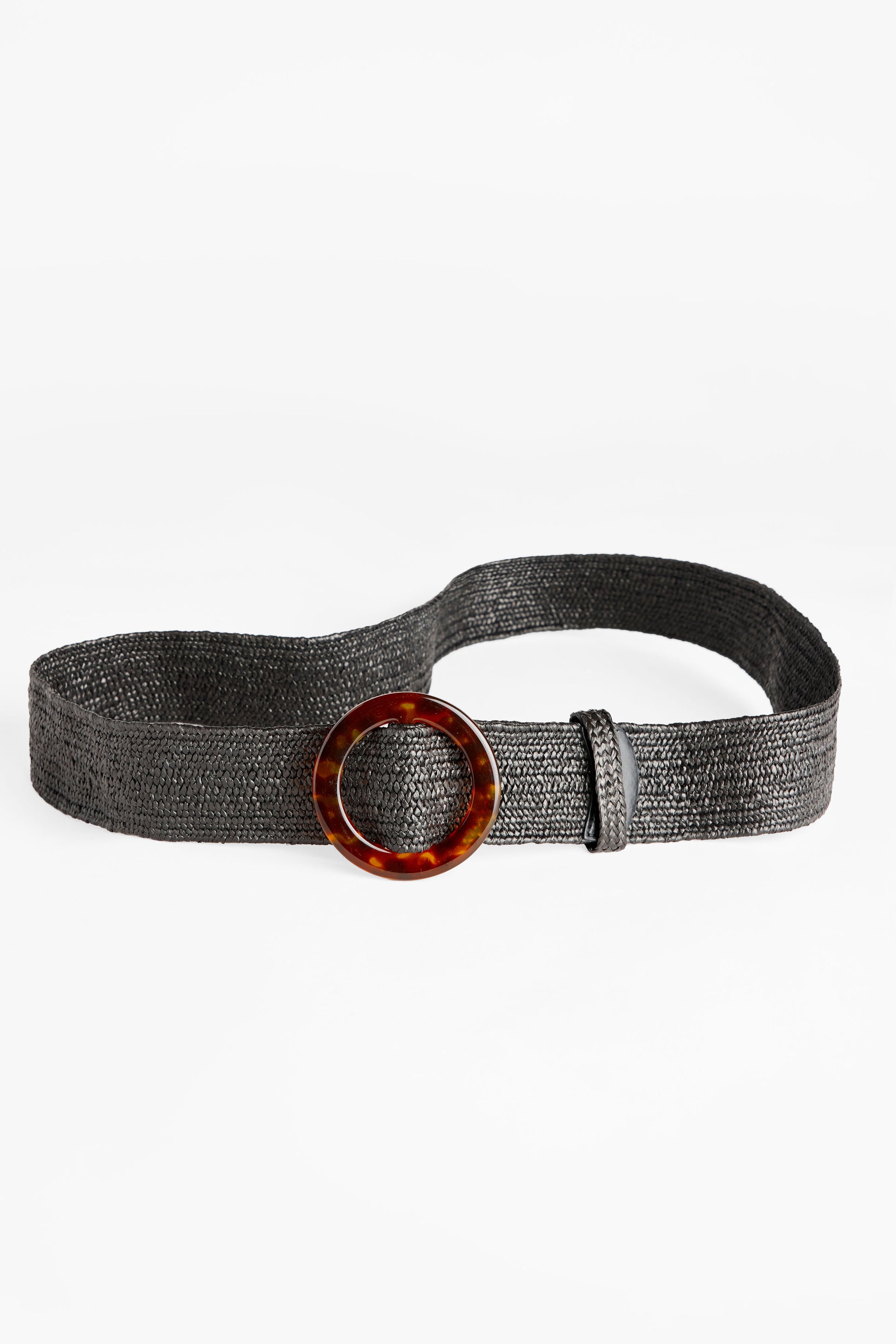Ceinture tressée extensible en Raphia - Femme && NOIR