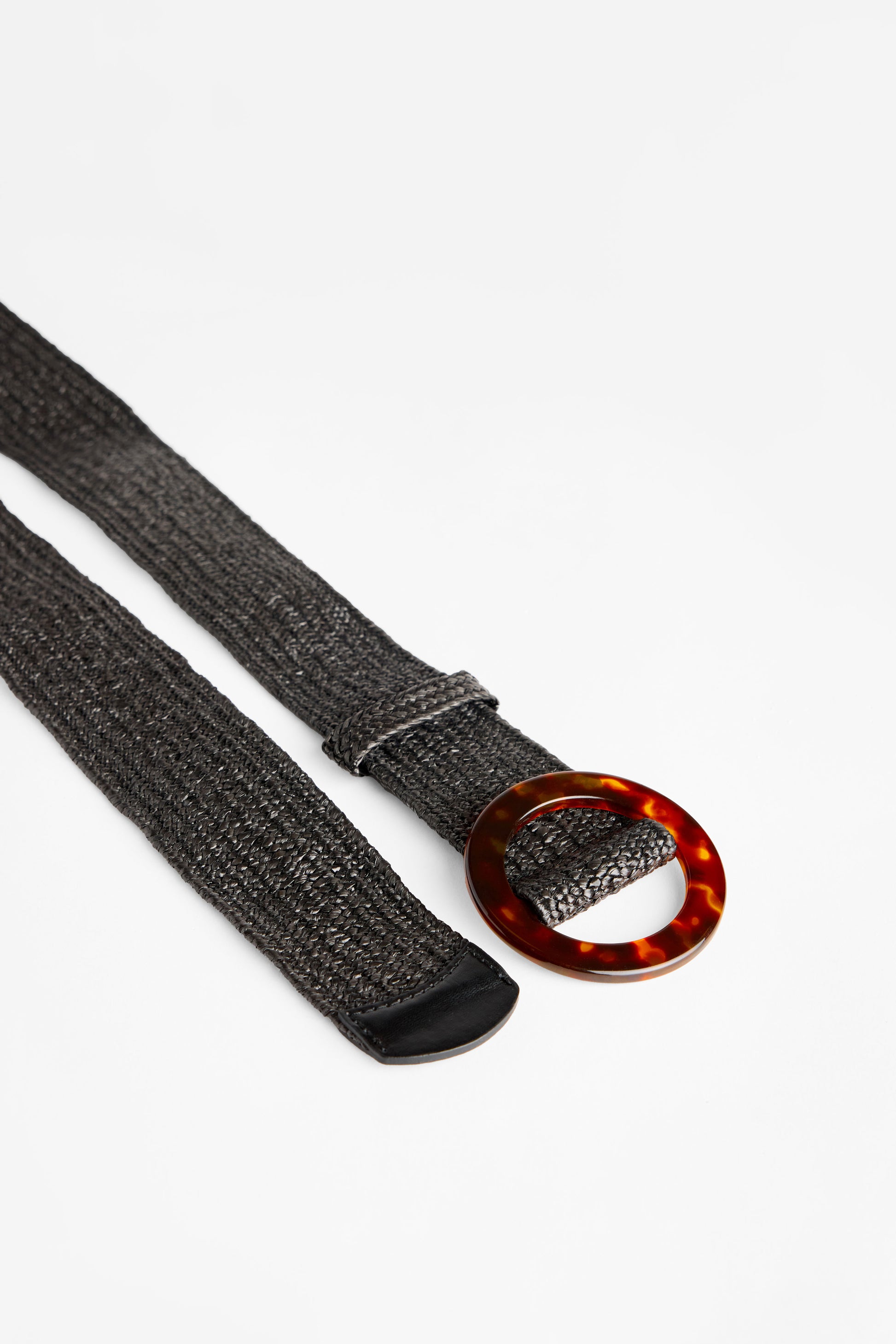 Ceinture tressée extensible en Raphia - Femme && NOIR