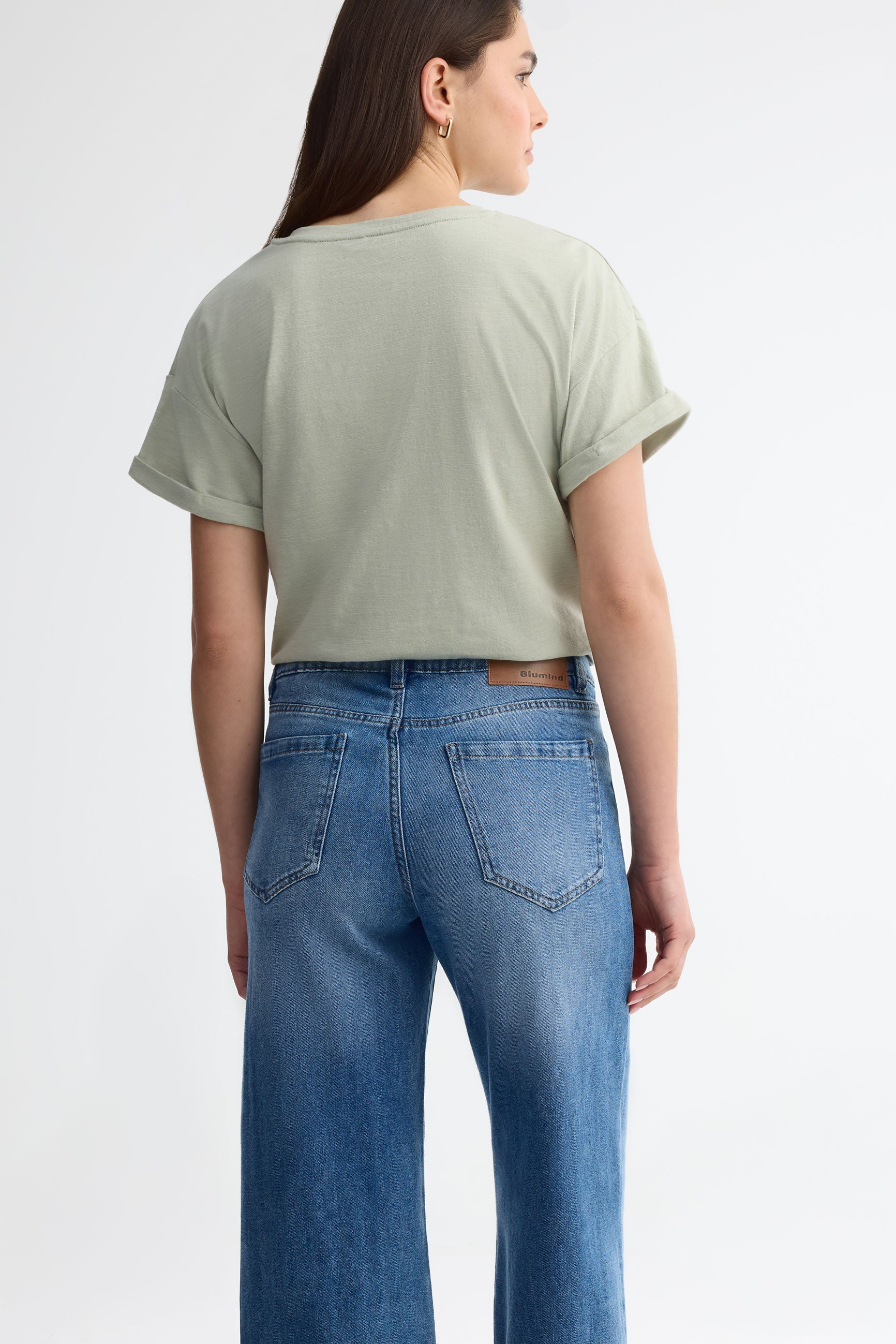 Jeans taille haute jambe droite - Femme && DENIM MOYEN