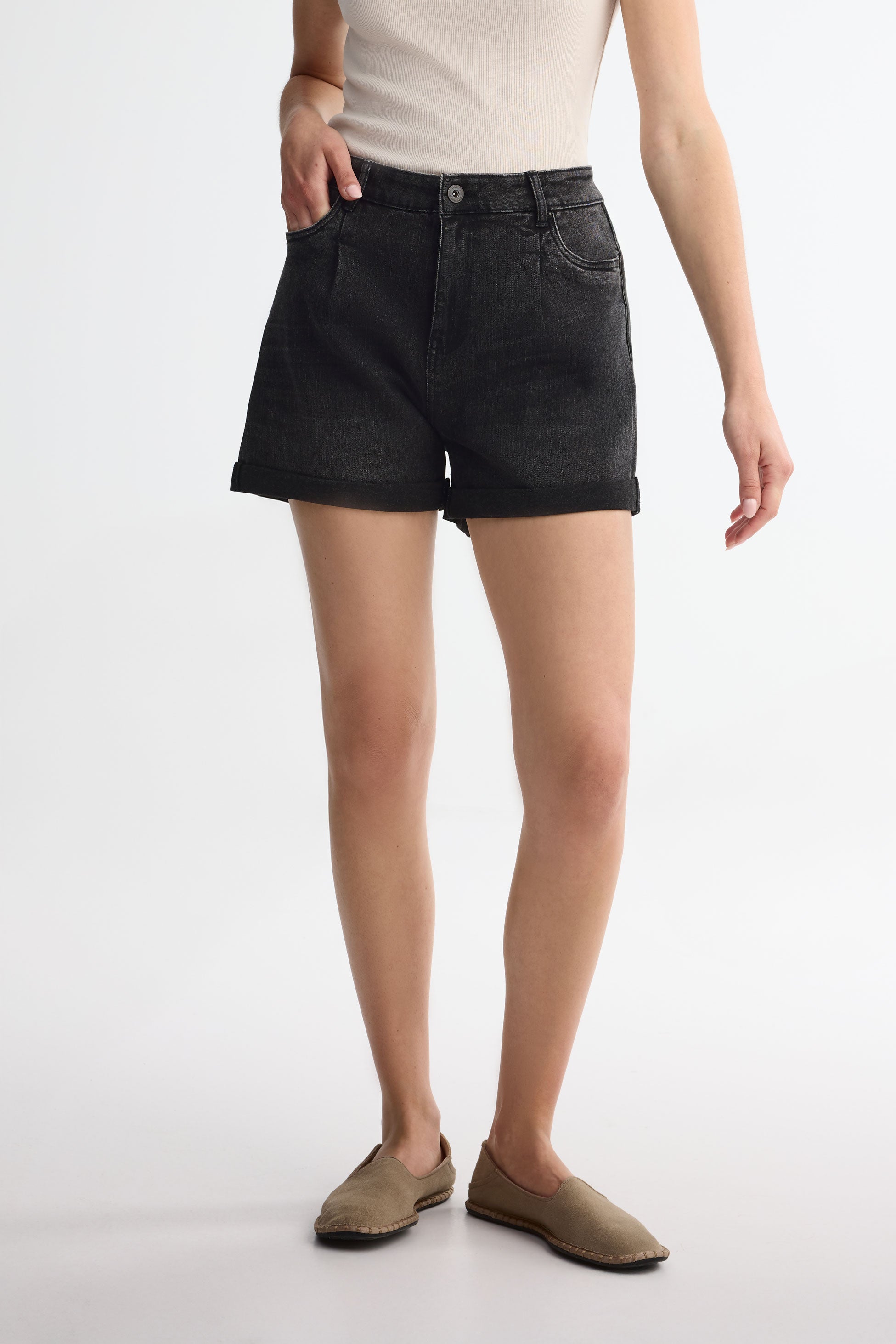 Short en jeans - Femme && DENIM NOIR