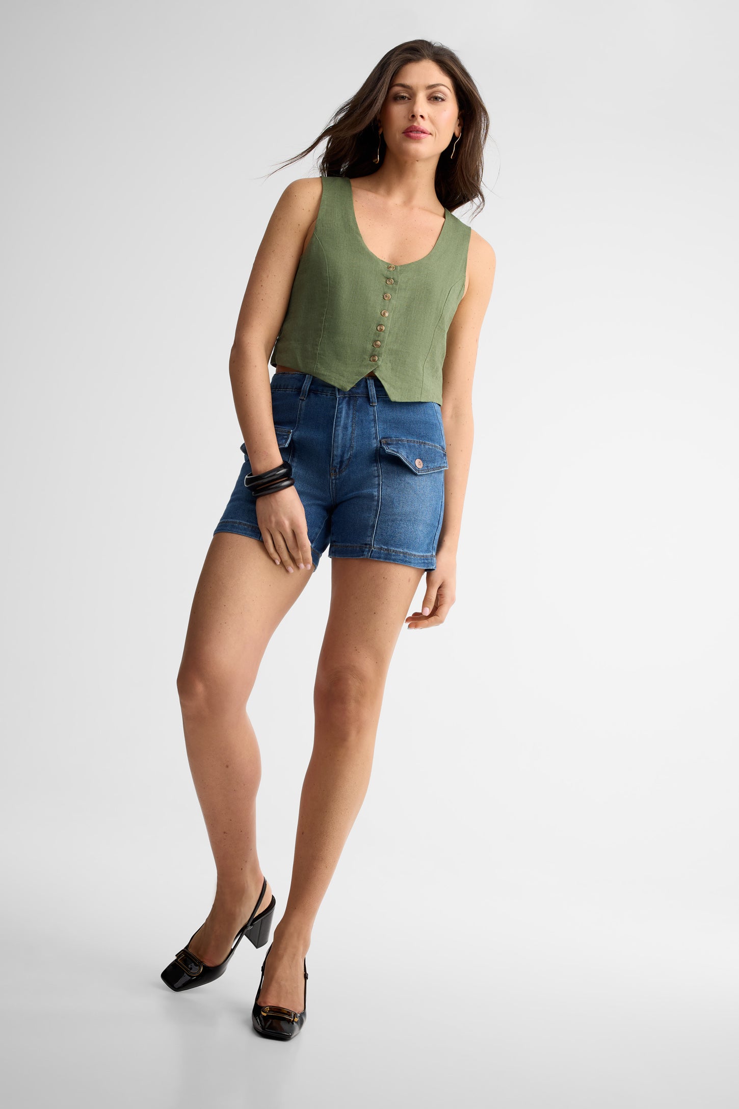 Short en twill - Femme && DENIM MOYEN