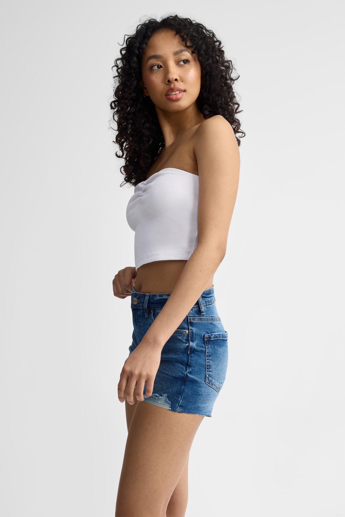 Short en jeans déchiré - Femme && DENIM MOYEN