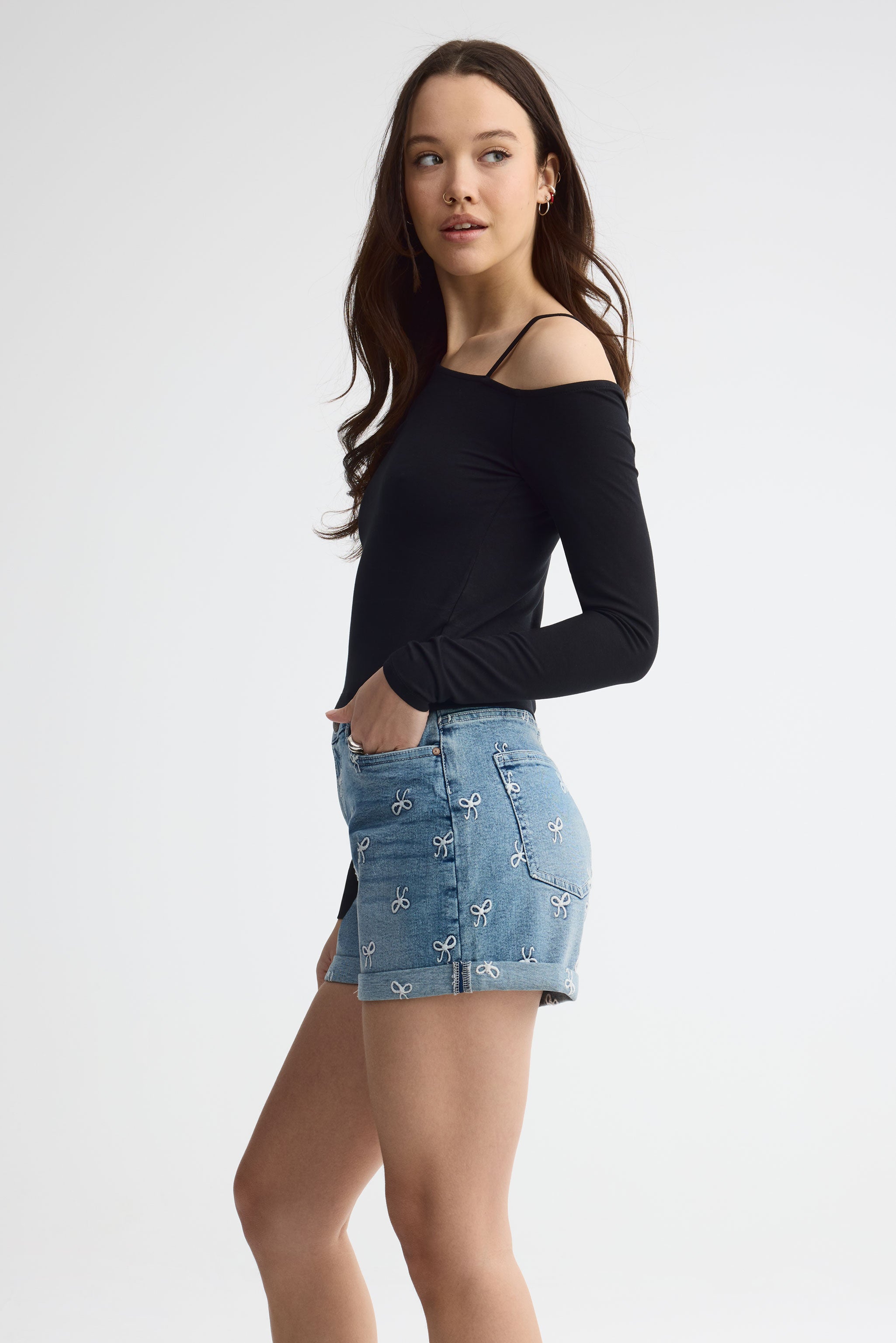 Short ''mom'' en jeans - Femme && DENIM MOYEN