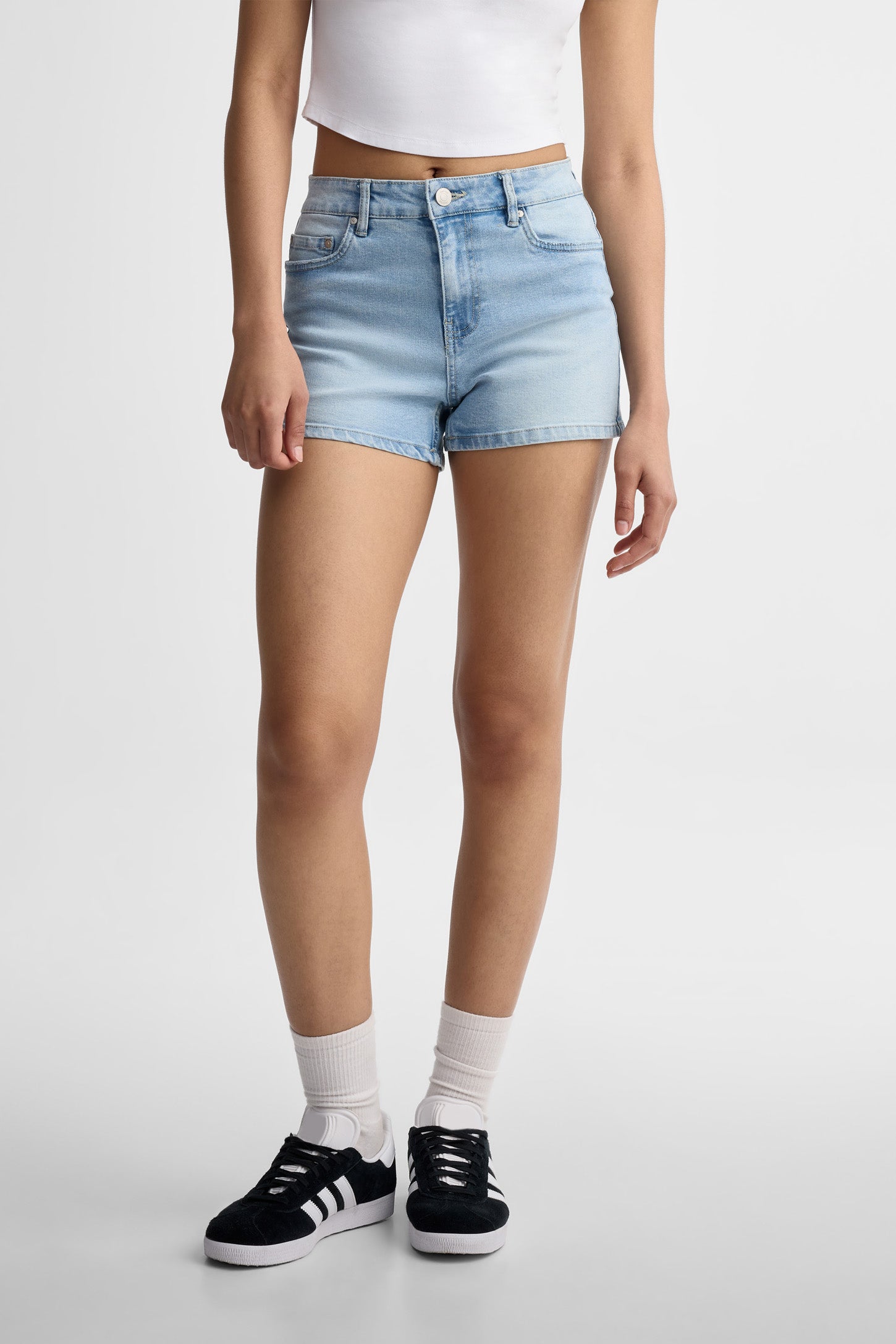 Short ''mom'' taille haute en jeans - Femme && PEROXYDE